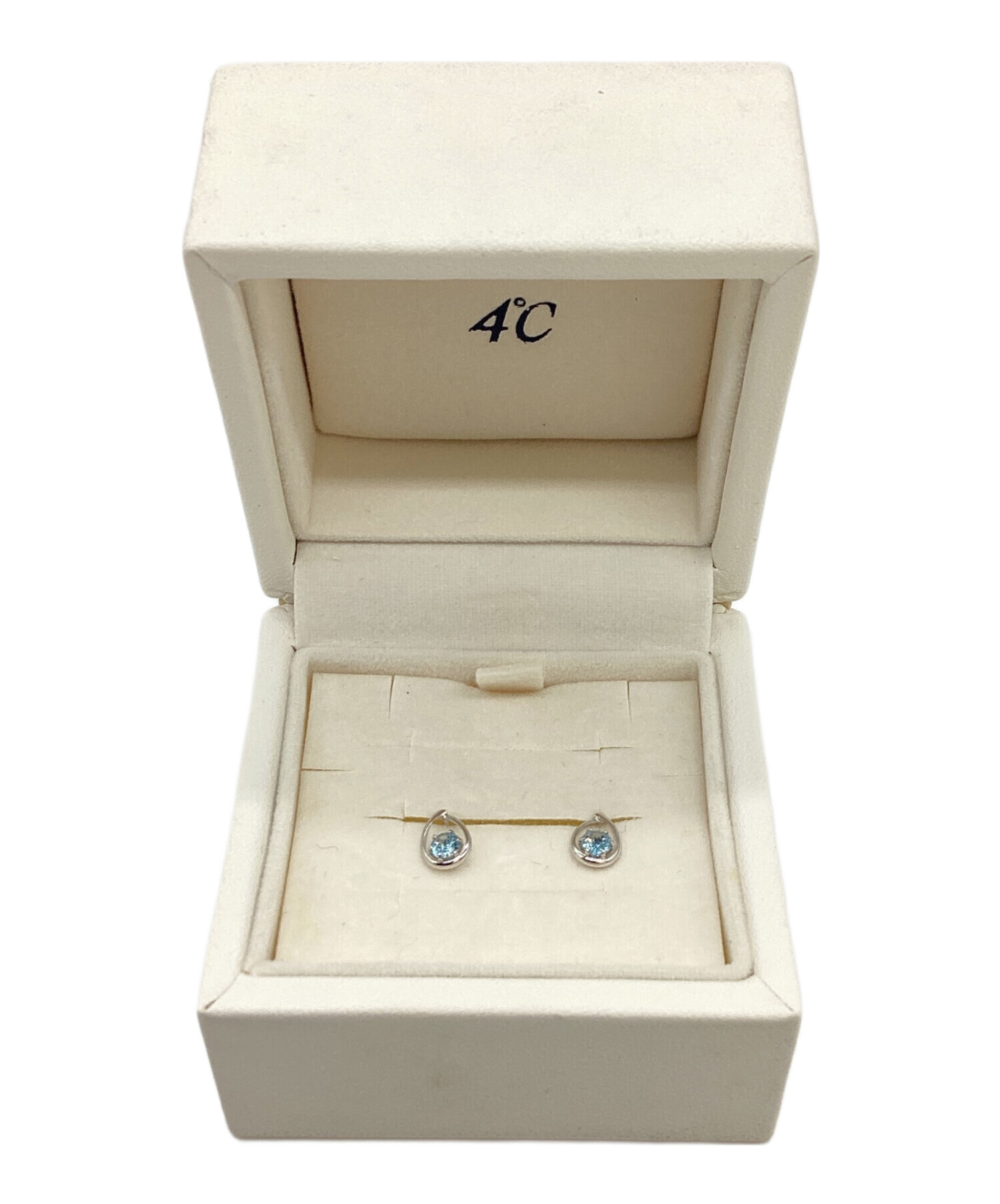 中古・古着通販】4℃ (ヨンドシー) 石付きドロップ型ピアス シルバー