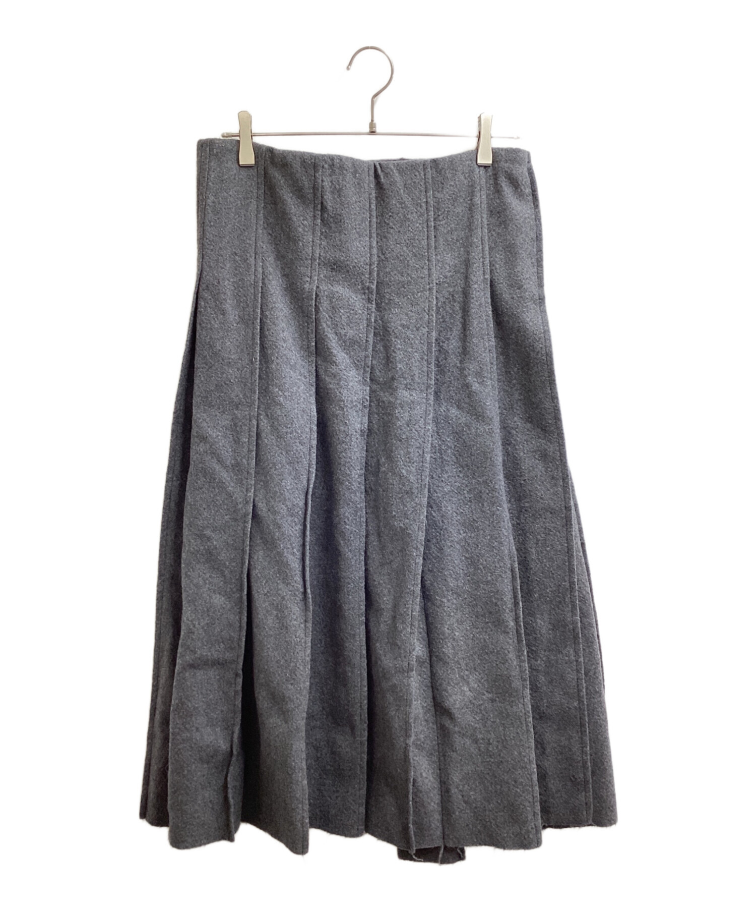 COMME des GARCONS プリーツロングスカート グレー コットン グレー