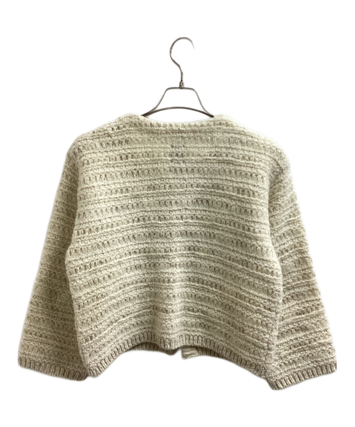 中古・古着通販】BATONER TWEEDY CREW NECK CARDIGAN OFF WHITE 