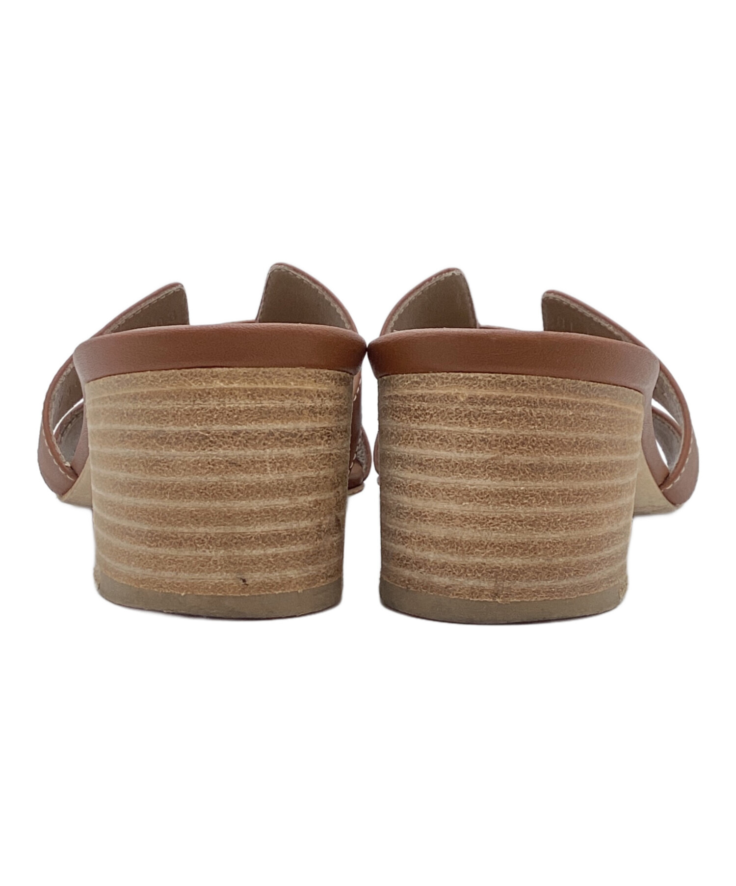 HERMES サンダル　オアジス　ブラウン　レザー　37 H型　24cm HERMES エルメス サンダル レディース Hモチーフ ヒール付 OASIS