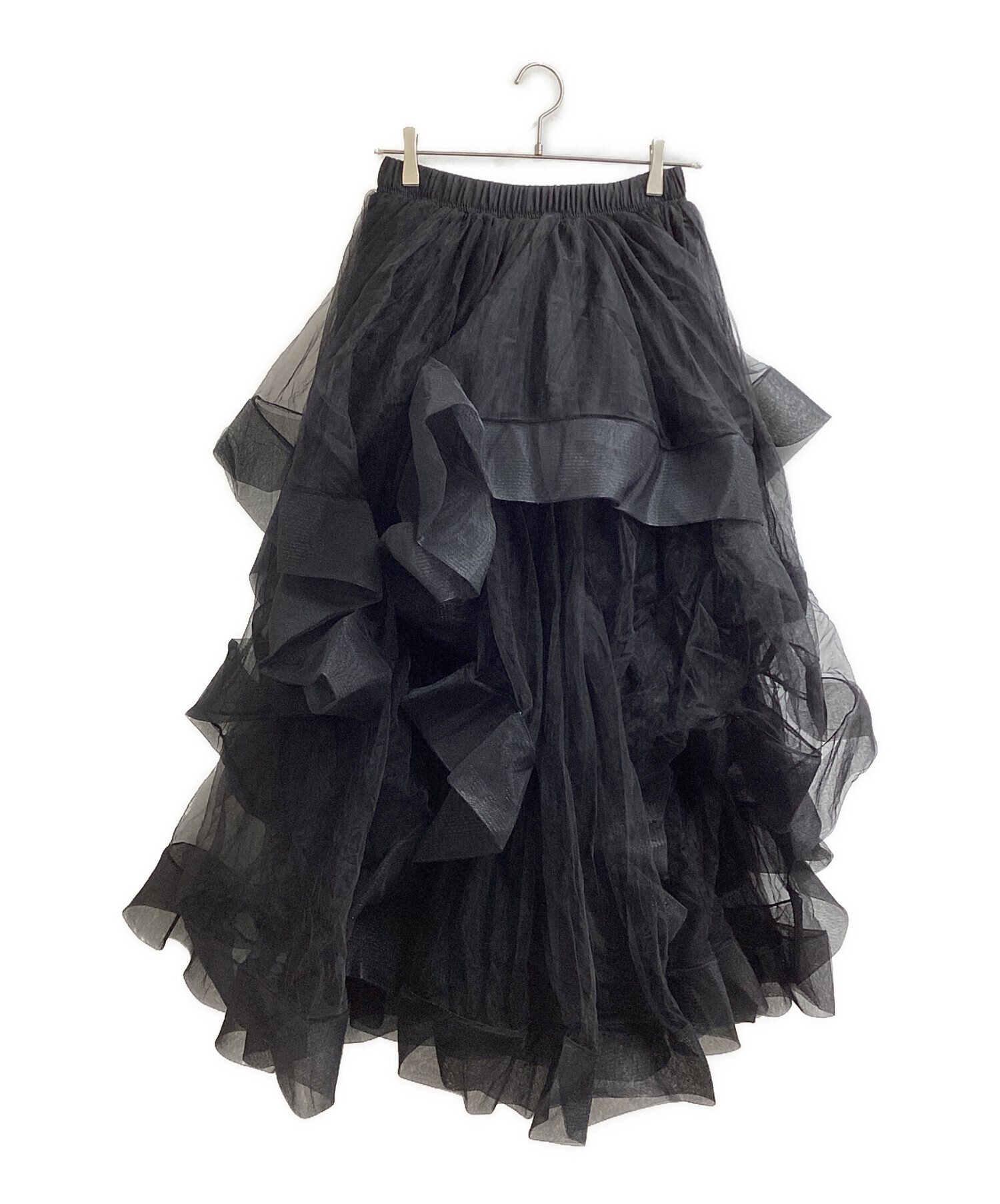 frene ランダムフリルティアードボリュームスカート ブラック まもなく終了！今週の新作セット[10/29(水)12:00までの期間限定発売