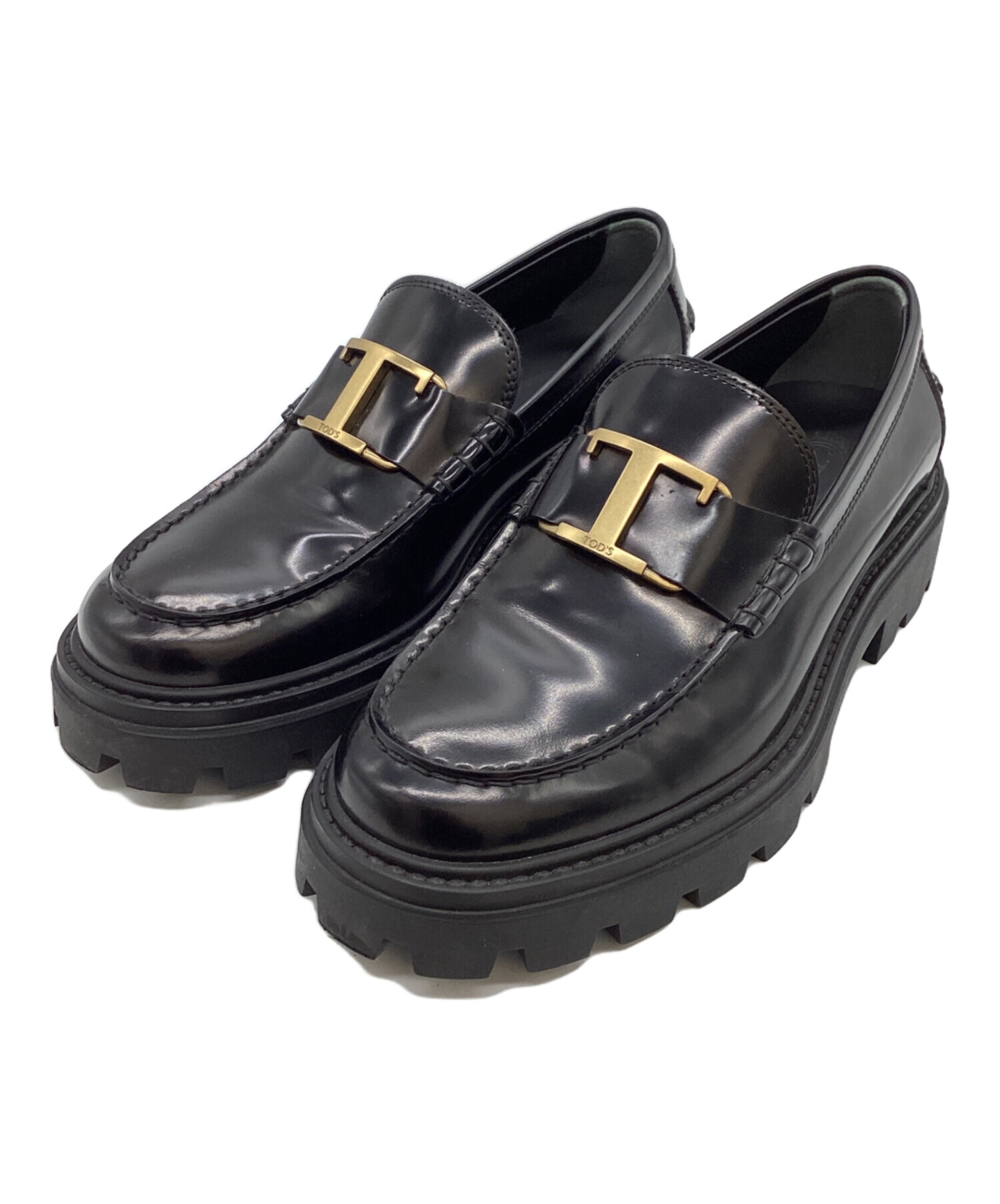 未使用品　◆ TOD'S 黒 レザー ローファー 中古・古着通販】TOD'S (トッズ) T TIMELESS Leather Loafers / T