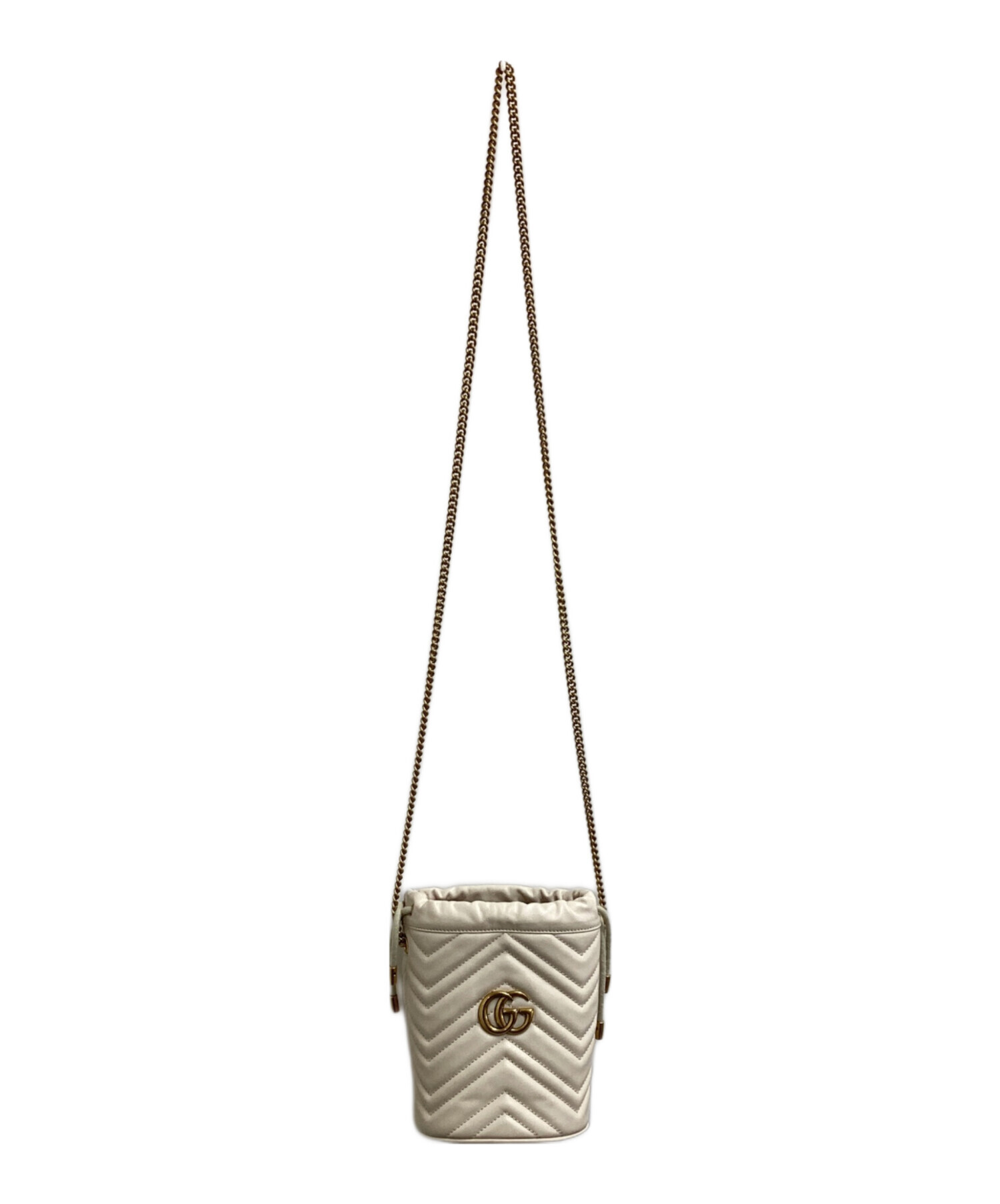美品 GUCCI グッチ レザー バケット ショルダーバッグ ホワイト 中古・古着通販】GUCCI (グッチ) Small bucket bag White / スモール