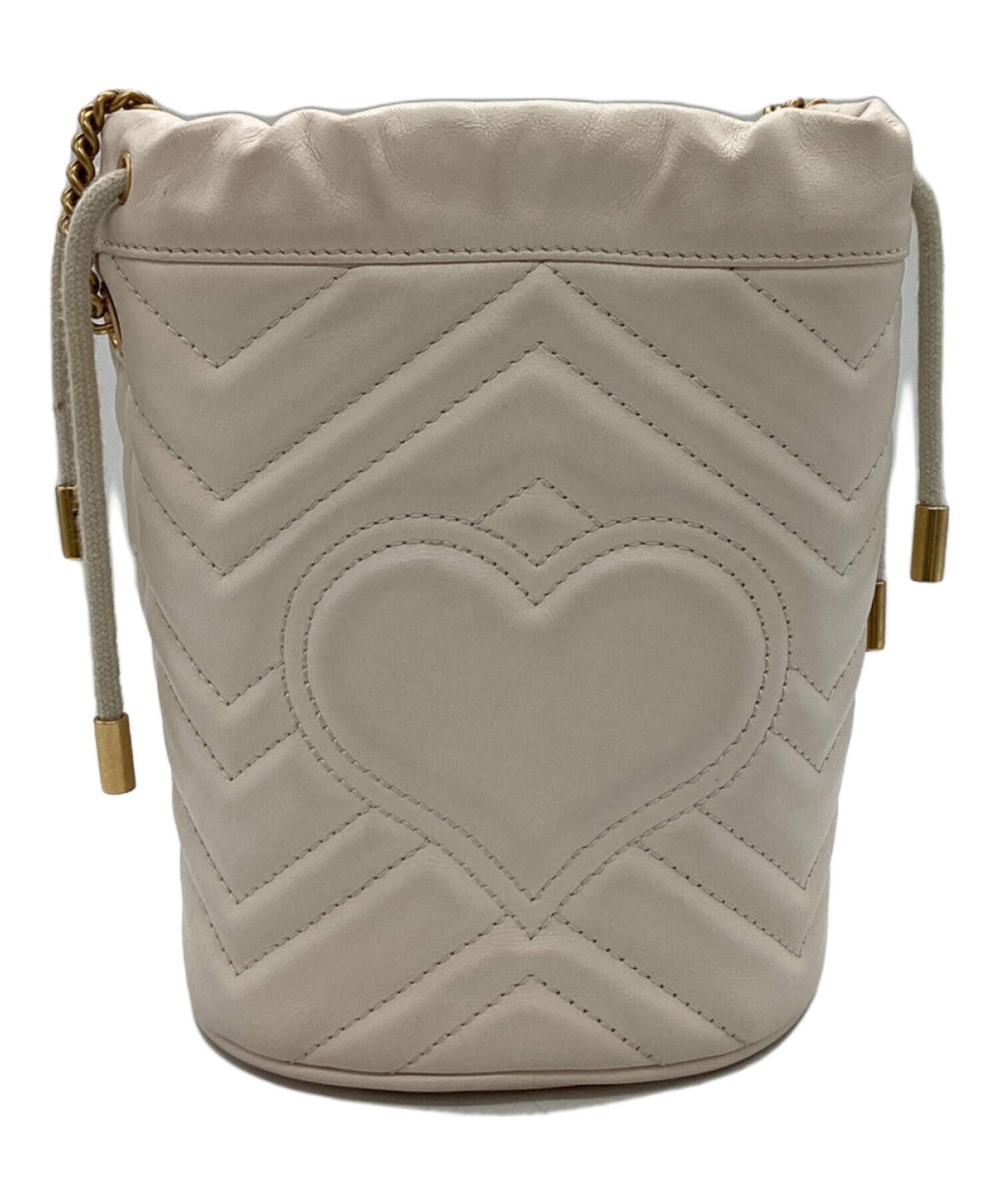 美品 GUCCI グッチ レザー バケット ショルダーバッグ ホワイト グッチ ダイアナ〕スモール ショルダーバッグ ・ホワイト レザー