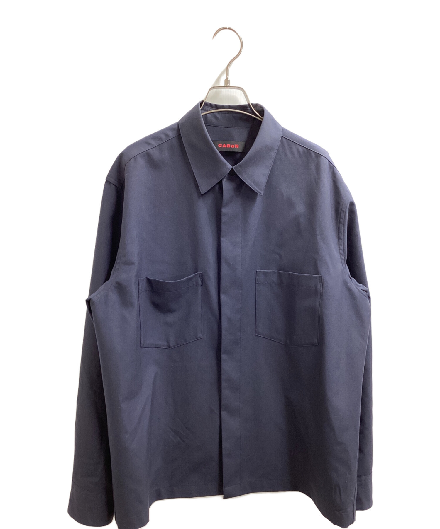 CABaN ドライウール　タイプライター オーバーサイズ　シャツ　ネイビー　L 中古・古着通販】CABaN Dry Wool Typewriter Over Sized Shirt Navy