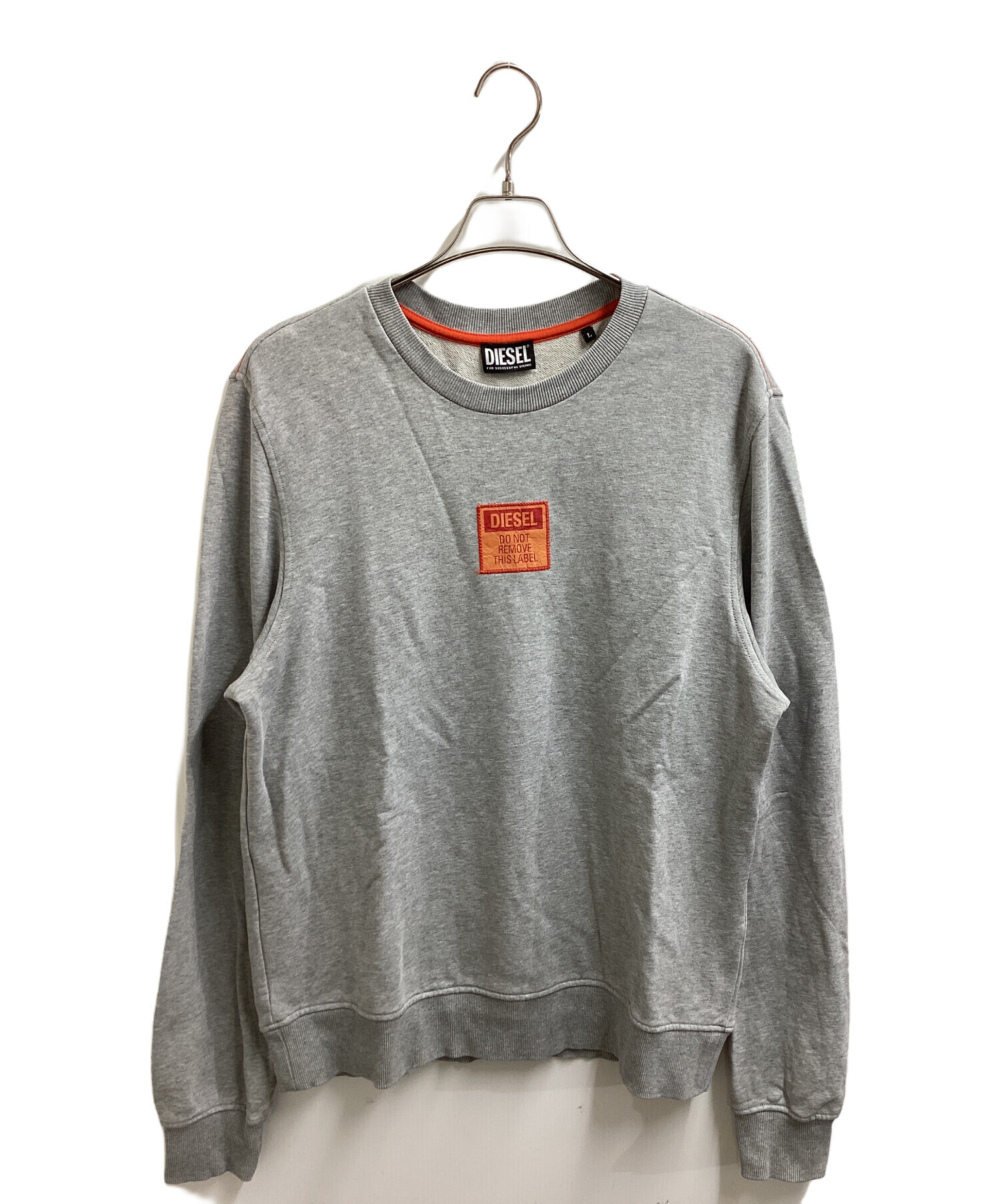 DIESEL 長袖カットソー グレー/レッド 中古・古着通販】DIESEL (ディーゼル) Crewneck Sweatshirt Gray