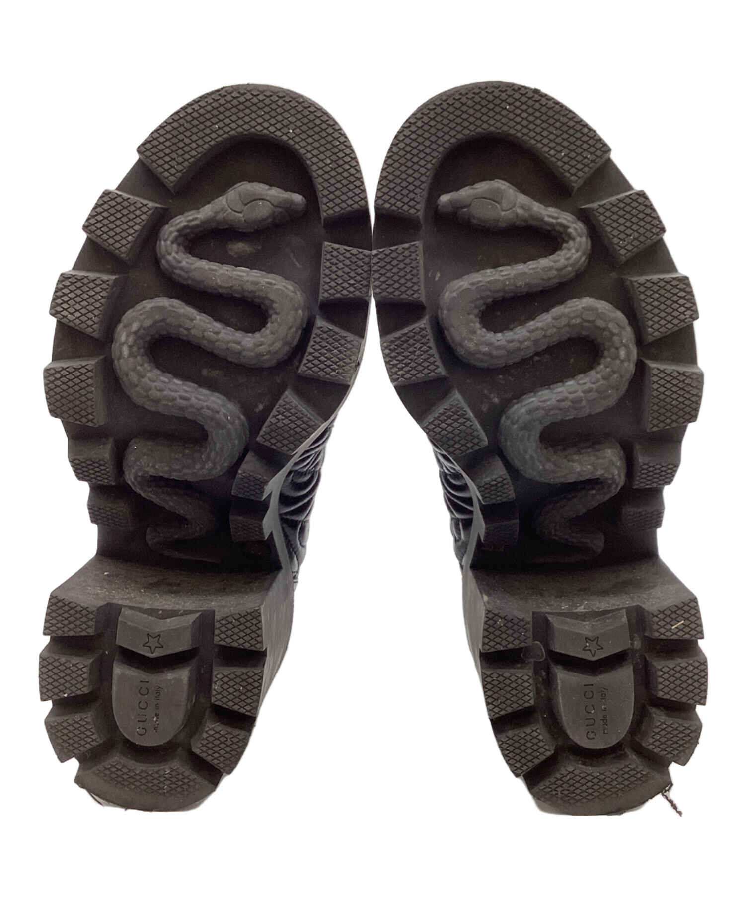 中古・古着通販】GUCCI (グッチ) Gランバスレザーミッドヒールアンクル 