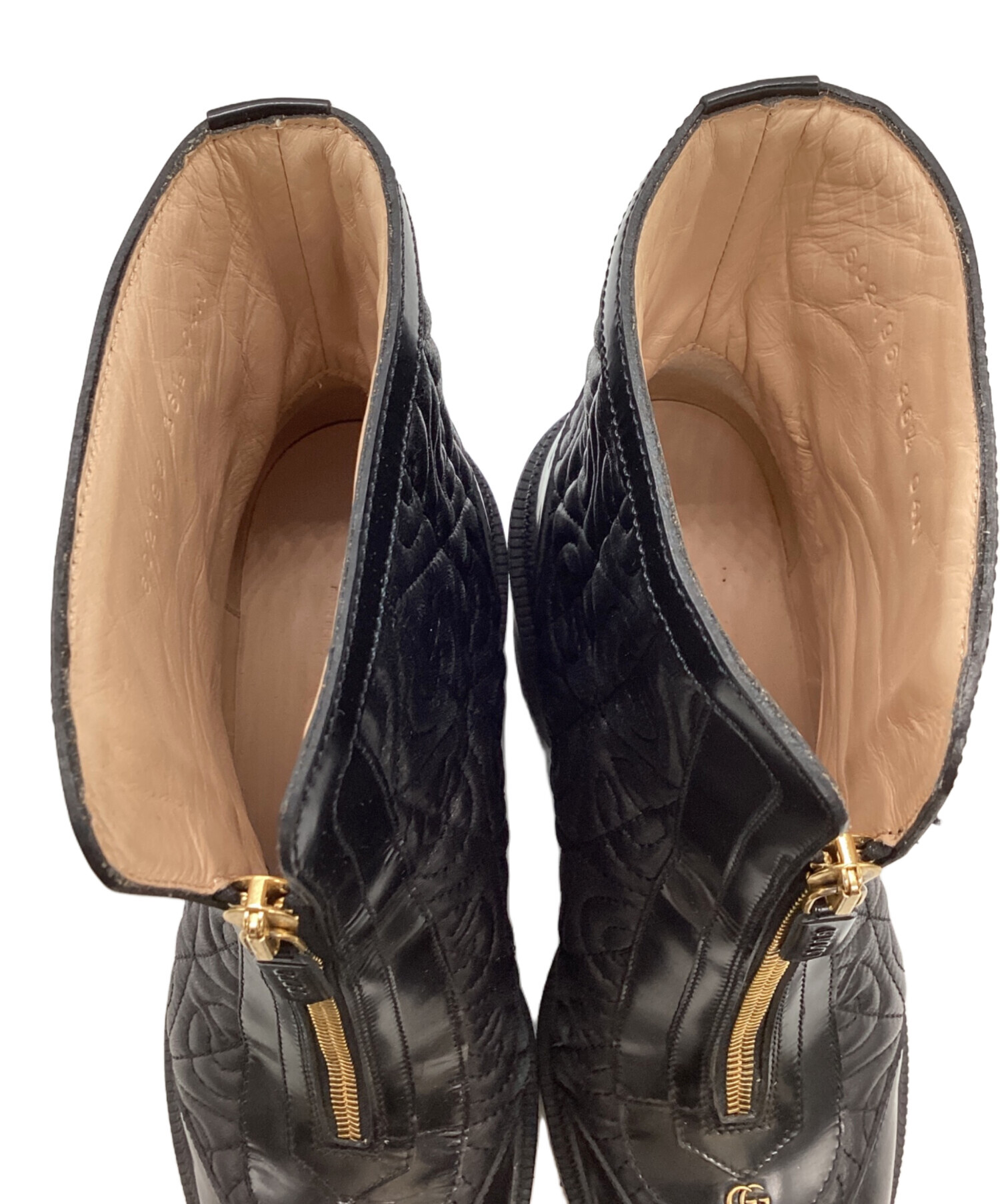 中古・古着通販】GUCCI (グッチ) Gランバスレザーミッドヒールアンクル