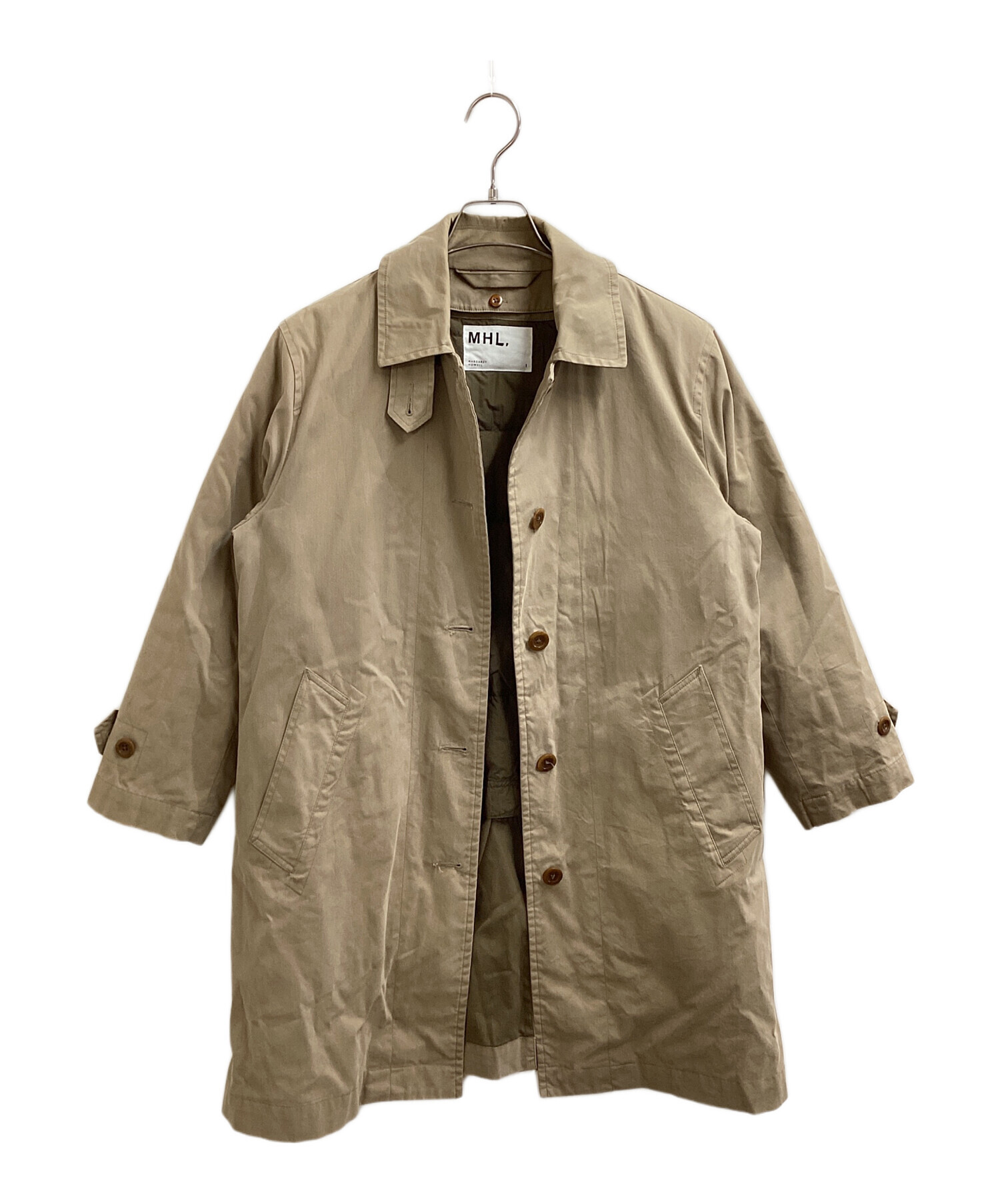エムエイチエル 美品 MHL ダウンライナー ステンカラーコート L ベージュ 中古・古着通販】MHL (エムエイチエル) ダウンライナー付きステン