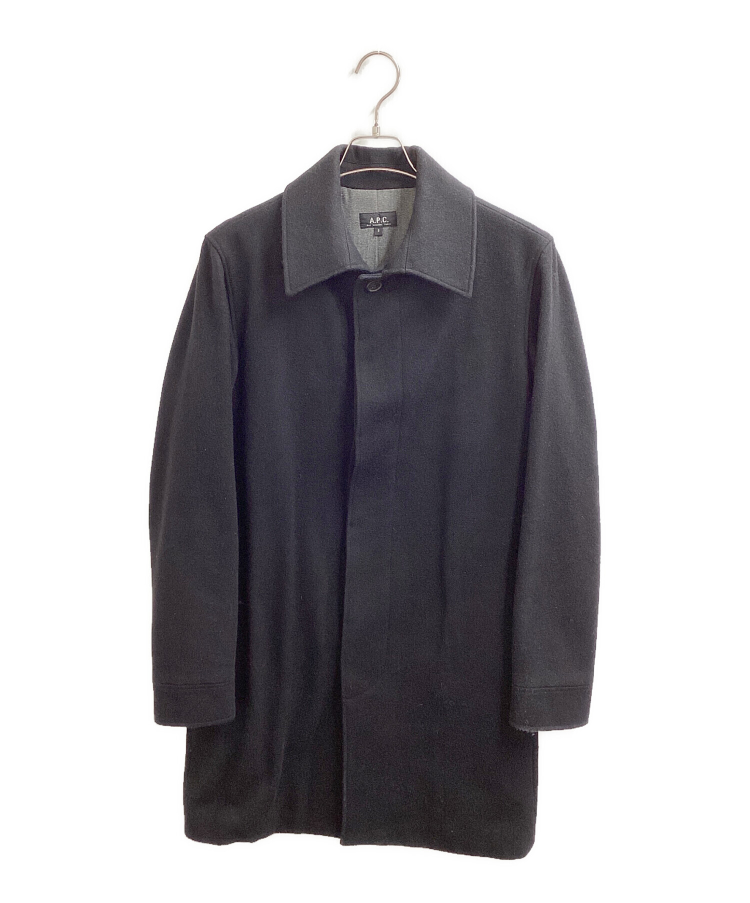 A.P.C 比翼ウールコート　シングルブレストapc 中古・古着通販】A.P.C. (アーペーセー) 比翼 ウールステンカラー