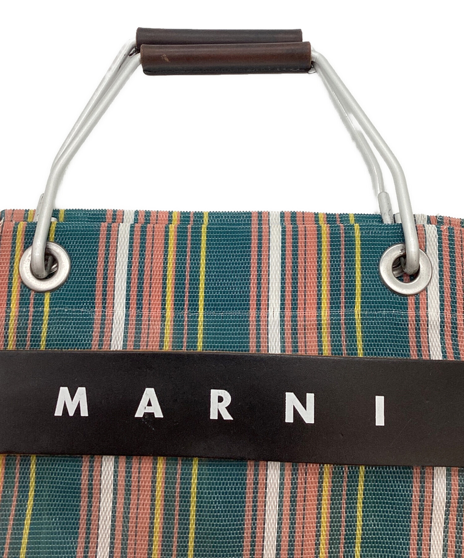 MARNI ストライプハンドバッグ 中古・古着通販】MARNI (マルニ) ストライプハンドバッグ グリーン