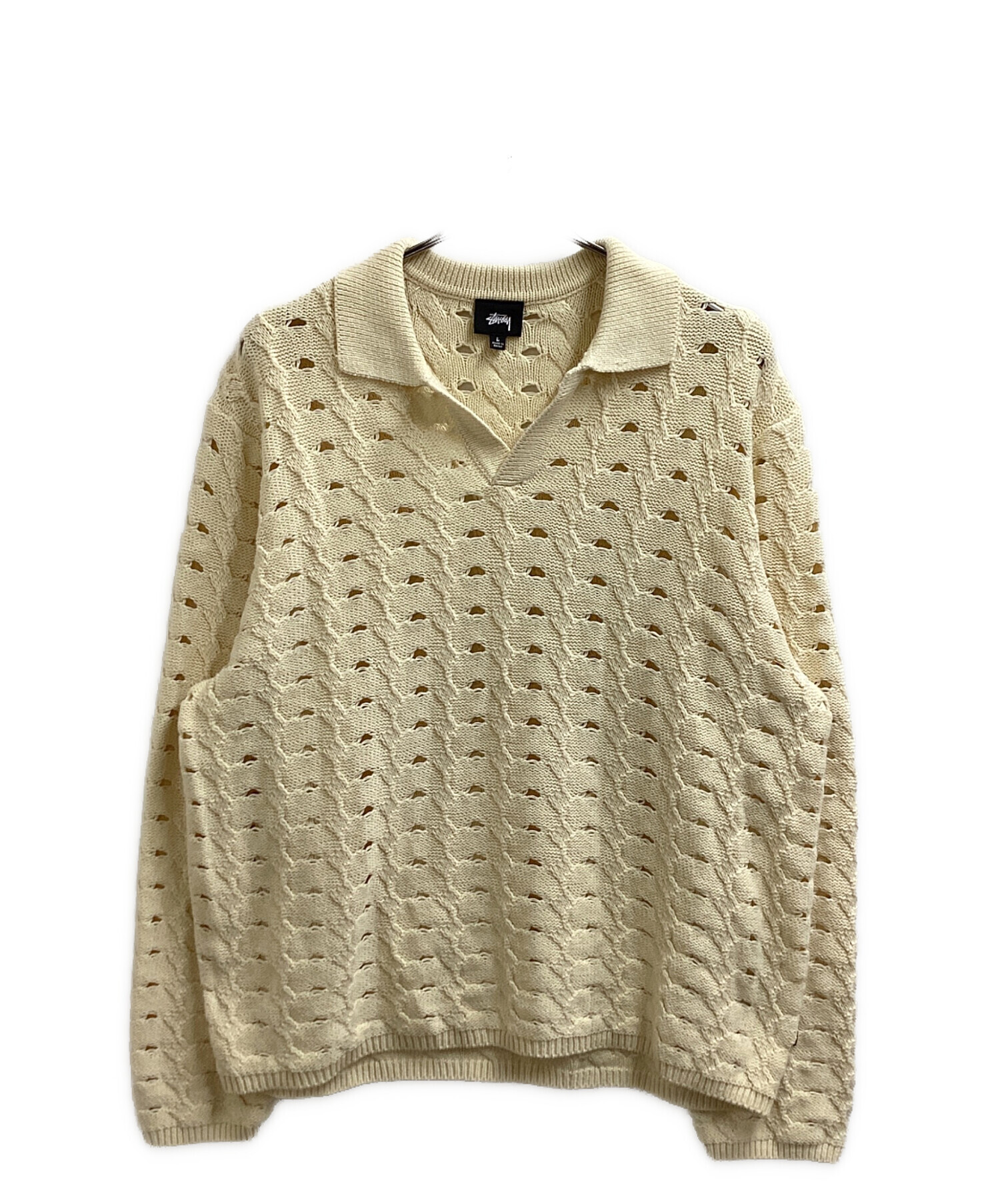 中古・古着通販】stussy (ステューシー) OPEN KNIT COLLARED SWEATER 