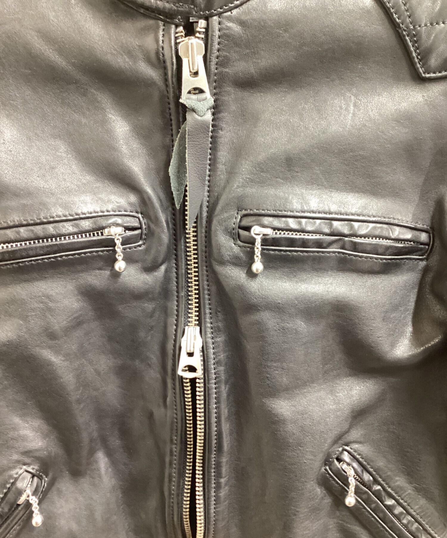 中古・古着通販】SKULL FLIGHT (スカルフライト) Leather Biker Jacket