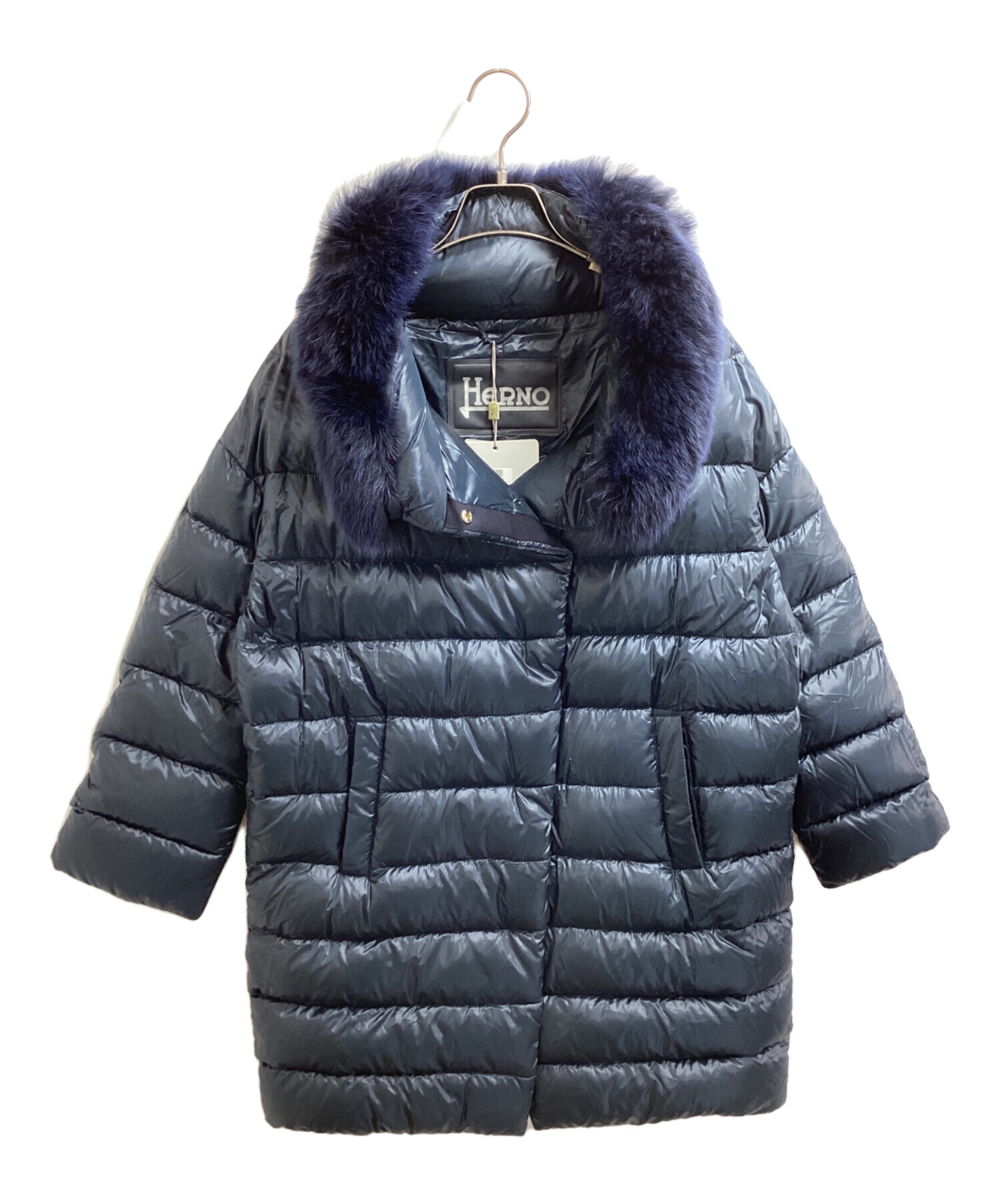 Herno ダークブルー ロングダウンコート 中古・古着通販】HERNO down coat / ダウンコート / Blue Shadow Fox
