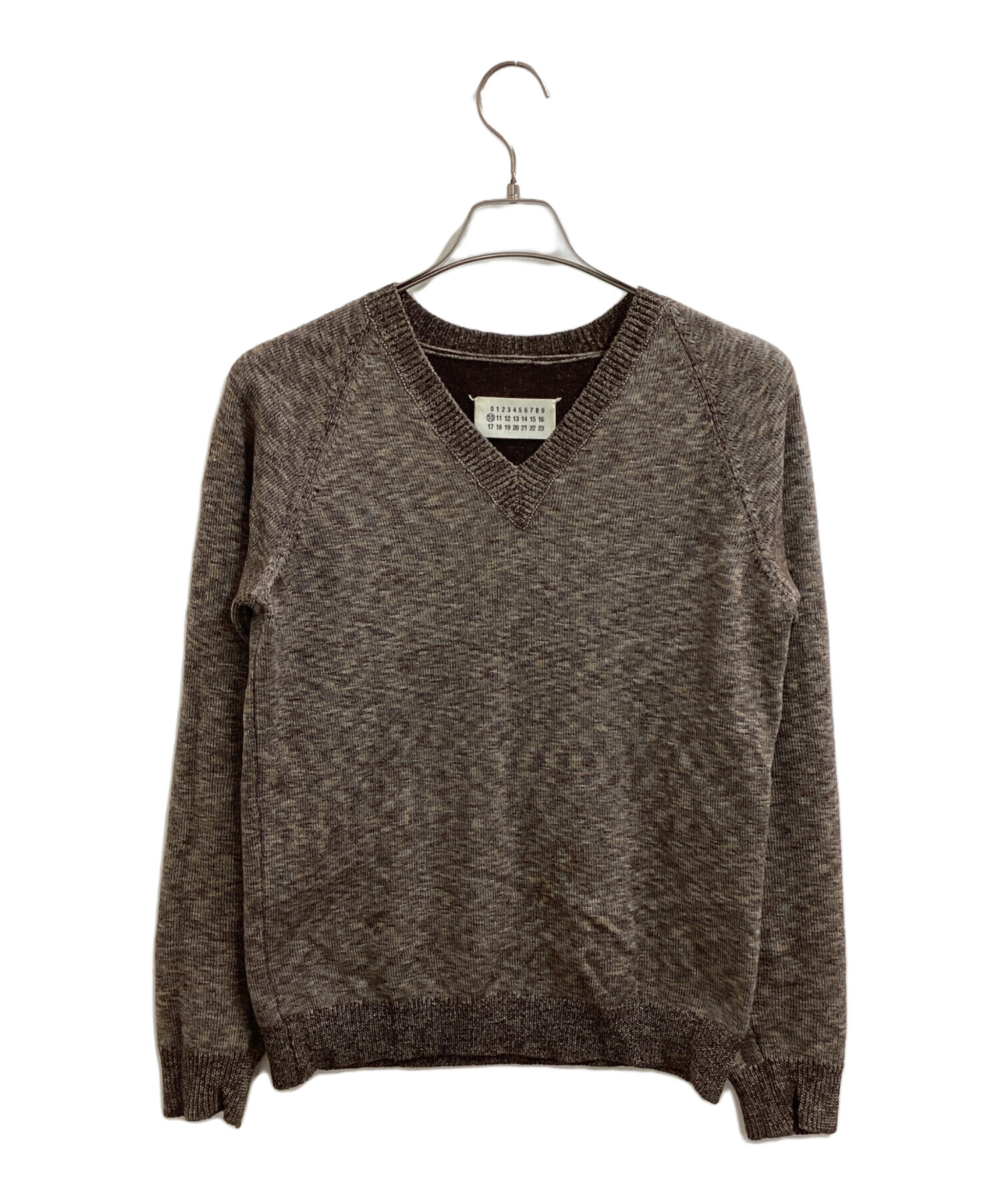 マルジェラ 黒のVネック長袖セーター マルジェラニット