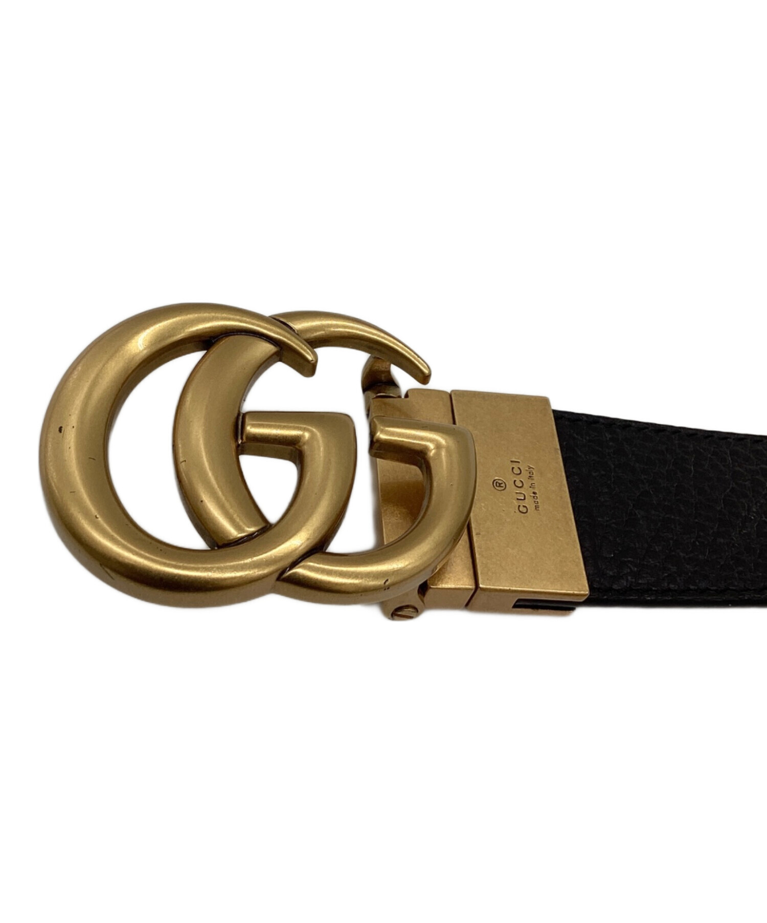 GUCCI グッチ ベルト ゴールド ヴィンテージ オールドグッチ リバーシブル 中古・古着通販】GUCCI (グッチ) GGマーモントリバーシブルベルト