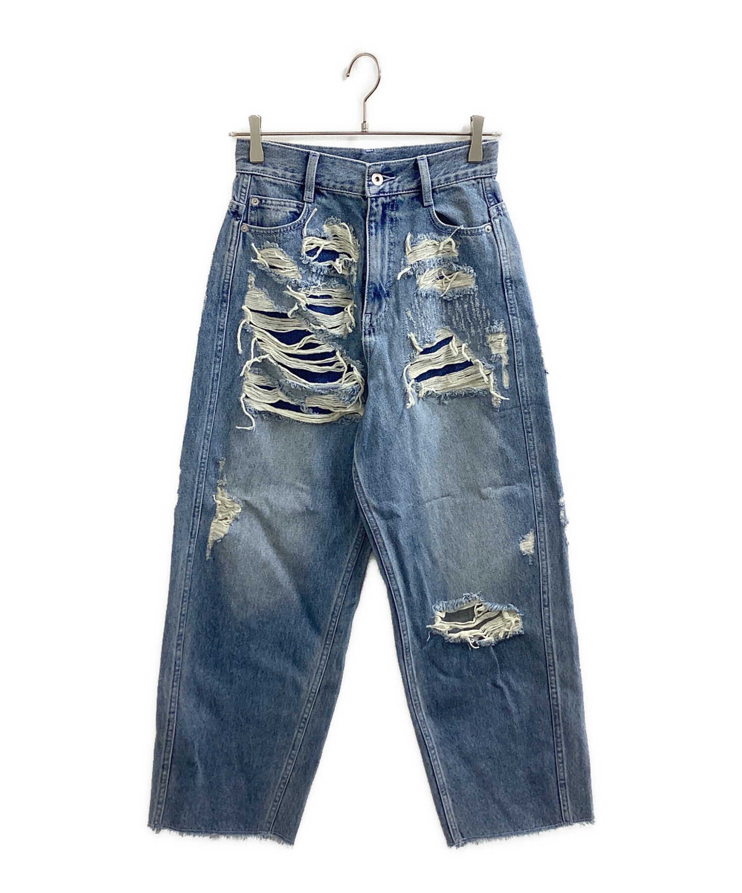 中古・古着通販】AMERI (アメリ) UND HARD DAMAGE LOOSE DENIM
