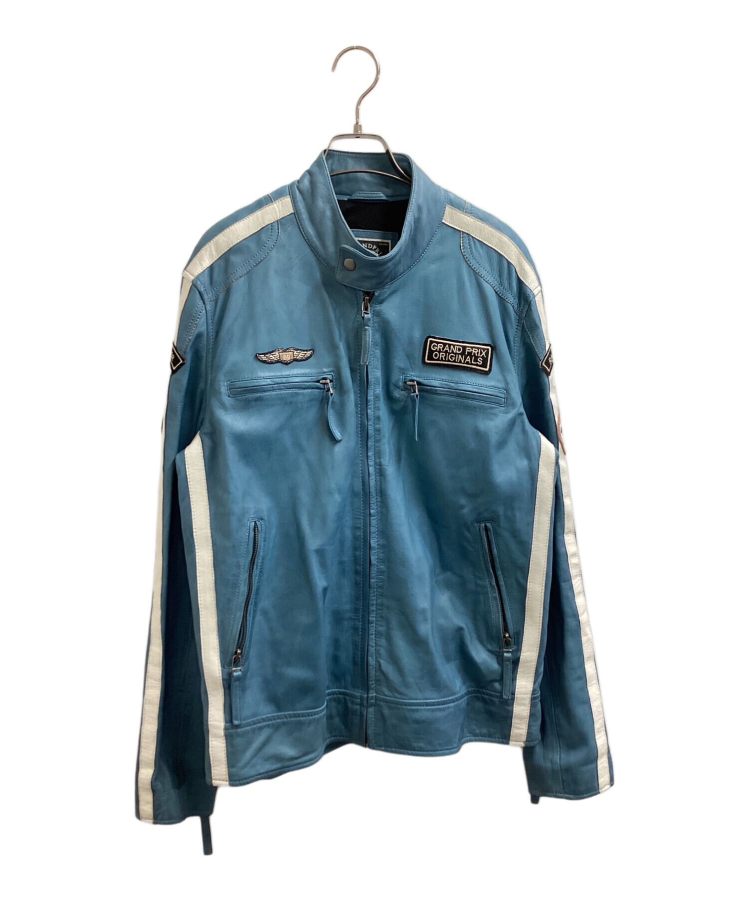 GRANDPRIX ORIGINAL 青 レザージャケット S 中古・古着通販】GRANDPRIX (グランドプリックス) レーシングレザー