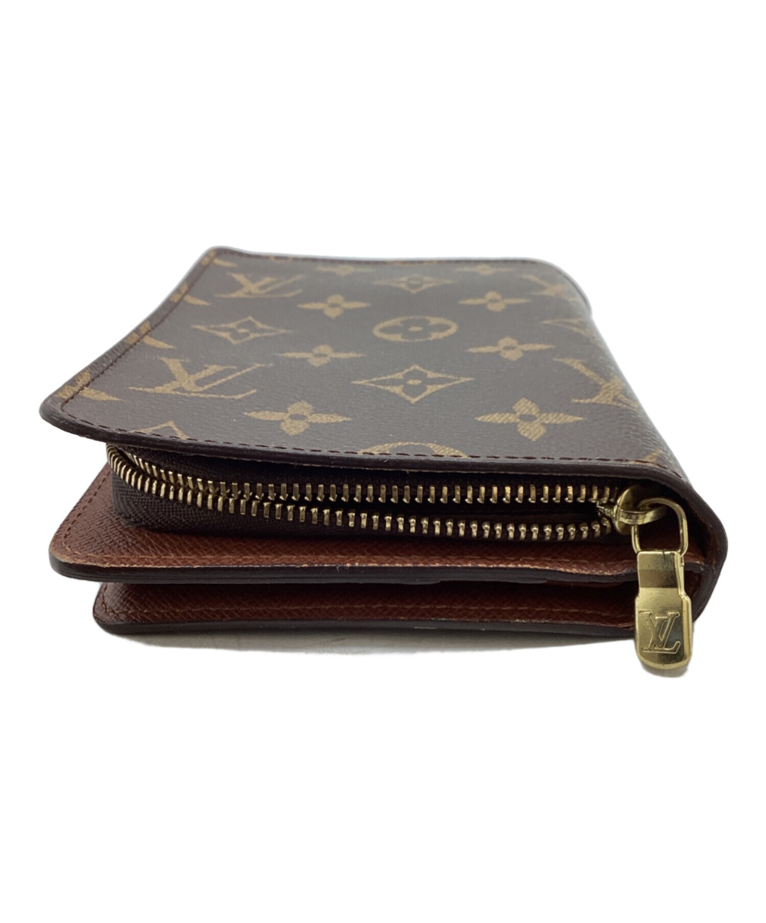 LOUIS VUITTON ルイヴィトン M61207  コンパクトウォレット ポルトパピエ ジップ モノグラム 二つ折り財布 ブラウン ユニセックス be-rich0112_bs2573