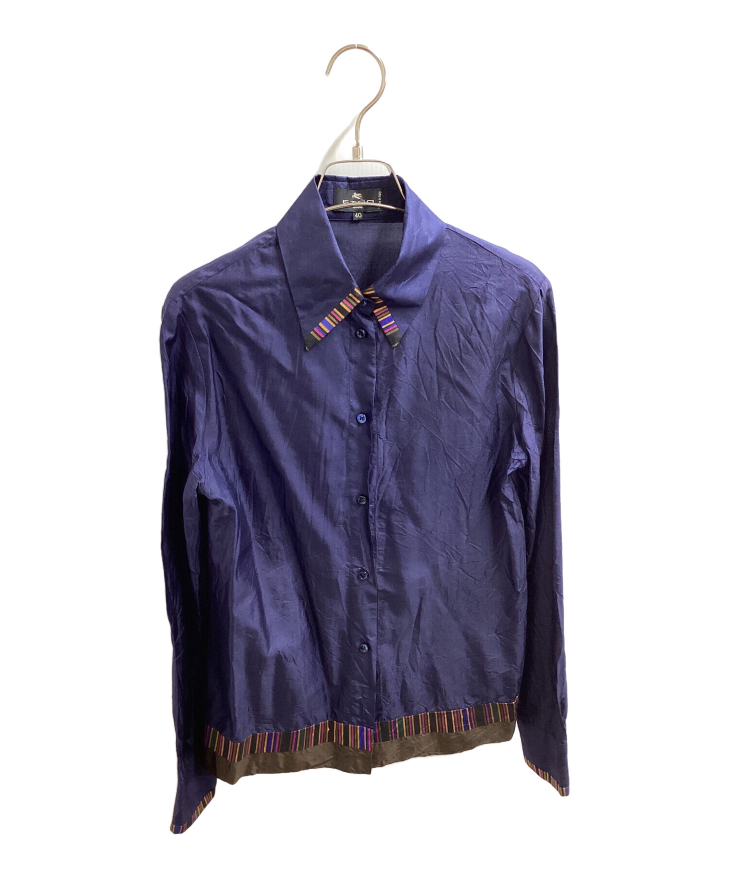 中古・古着通販】ETRO (エトロ) シルクシャツ ネイビー サイズ:40