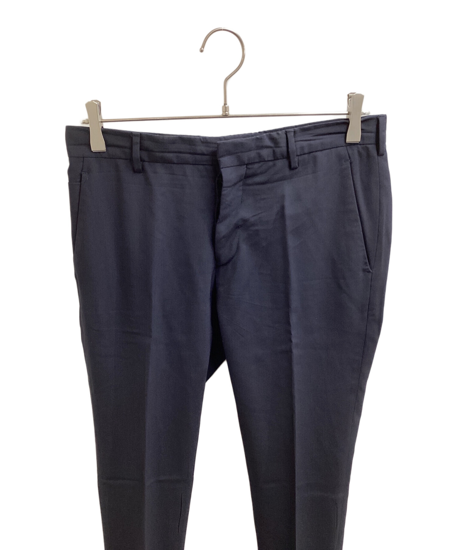 【新品未使用】PRADA紺色スラックス 中古・古着通販】PRADA (プラダ) スラックス ネイビー サイズ:46