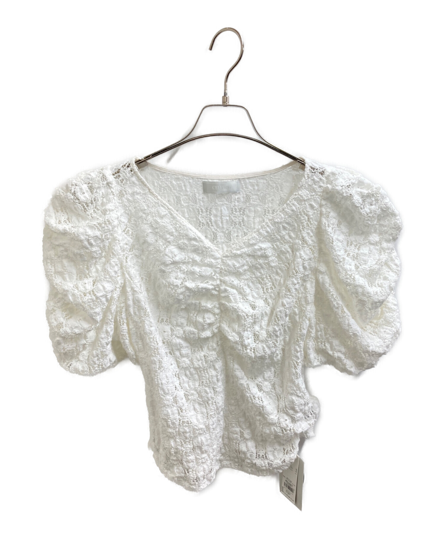 セルフォード　ホワイト Tシャツ トップスレース　半袖 中古・古着通販】CELFORD (セルフォード) RASCHEL LACE CUT TOPS