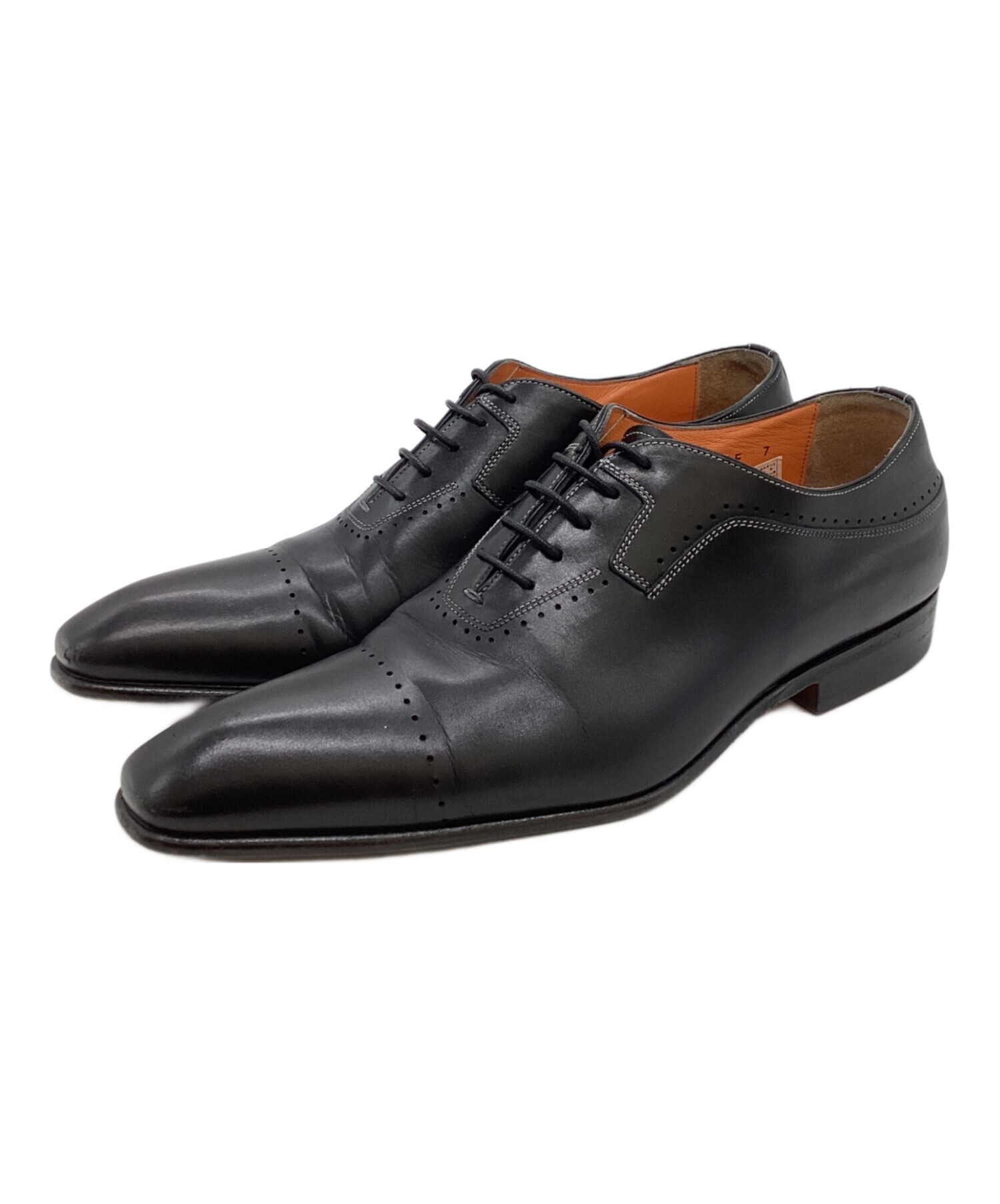 Santoni（サントーニ）ホールカット レザーシューズ 中古・古着通販】Santoni (サントーニ) レザーシューズ ブラック