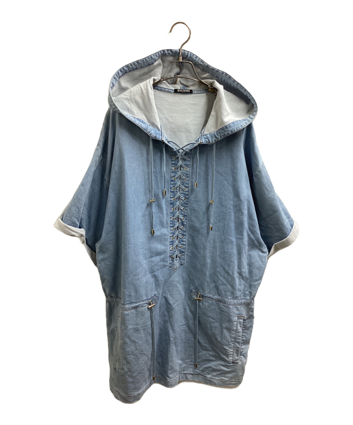 BALMAIN バルマン ダブルジップボーダーパーカー archive swag 中古・古着通販】BALMAIN (バルマン) レースアップパーカー / スモッグ