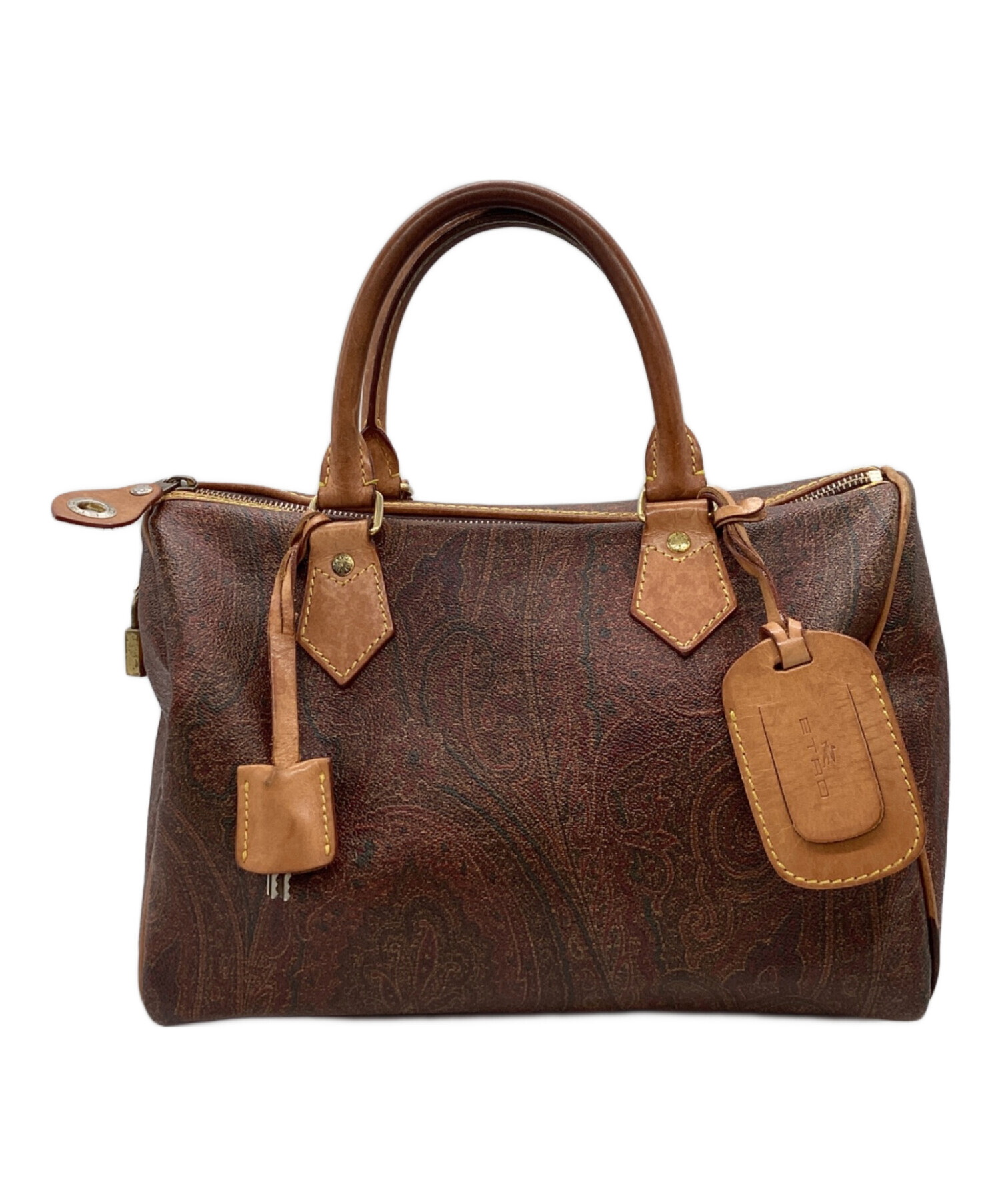 美品 ETRO エトロ ハンドバッグ ワンハンドル ペイズリー柄 ブラウン 中古・古着通販】ETRO (エトロ) ペイズリーカ柄ハンドバッグ ブラウン