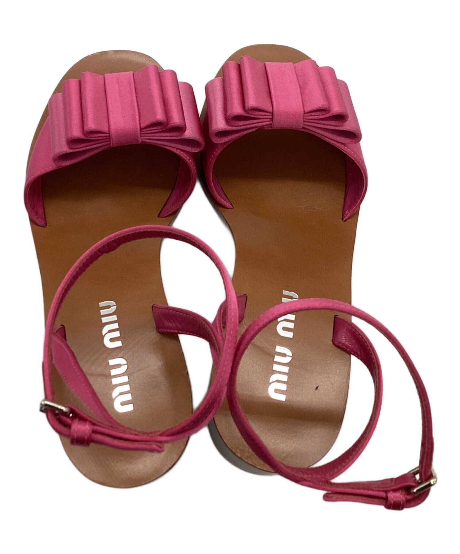 美品 miumiu ウェッジソール サンダル ピンク メタリック 38 25.0 中古・古着通販】MIU MIU (ミュウミュウ) サンダル ピンク サイズ:36