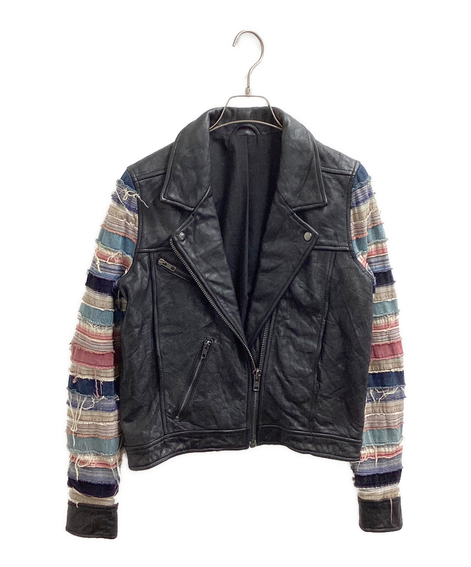 中古・古着通販】Acne (アクネ) スライスレザージャケット ブラック 