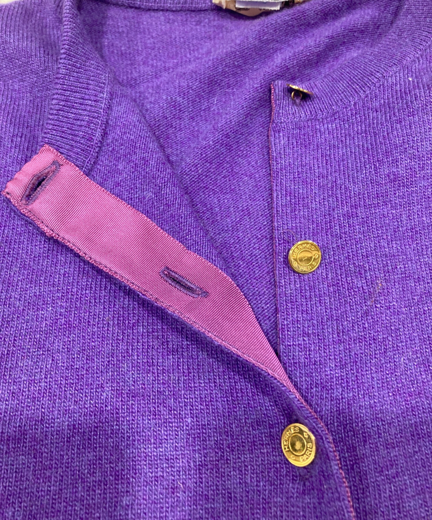 HERMES エルメス コットンシルク カーディガン パープル サイズ38