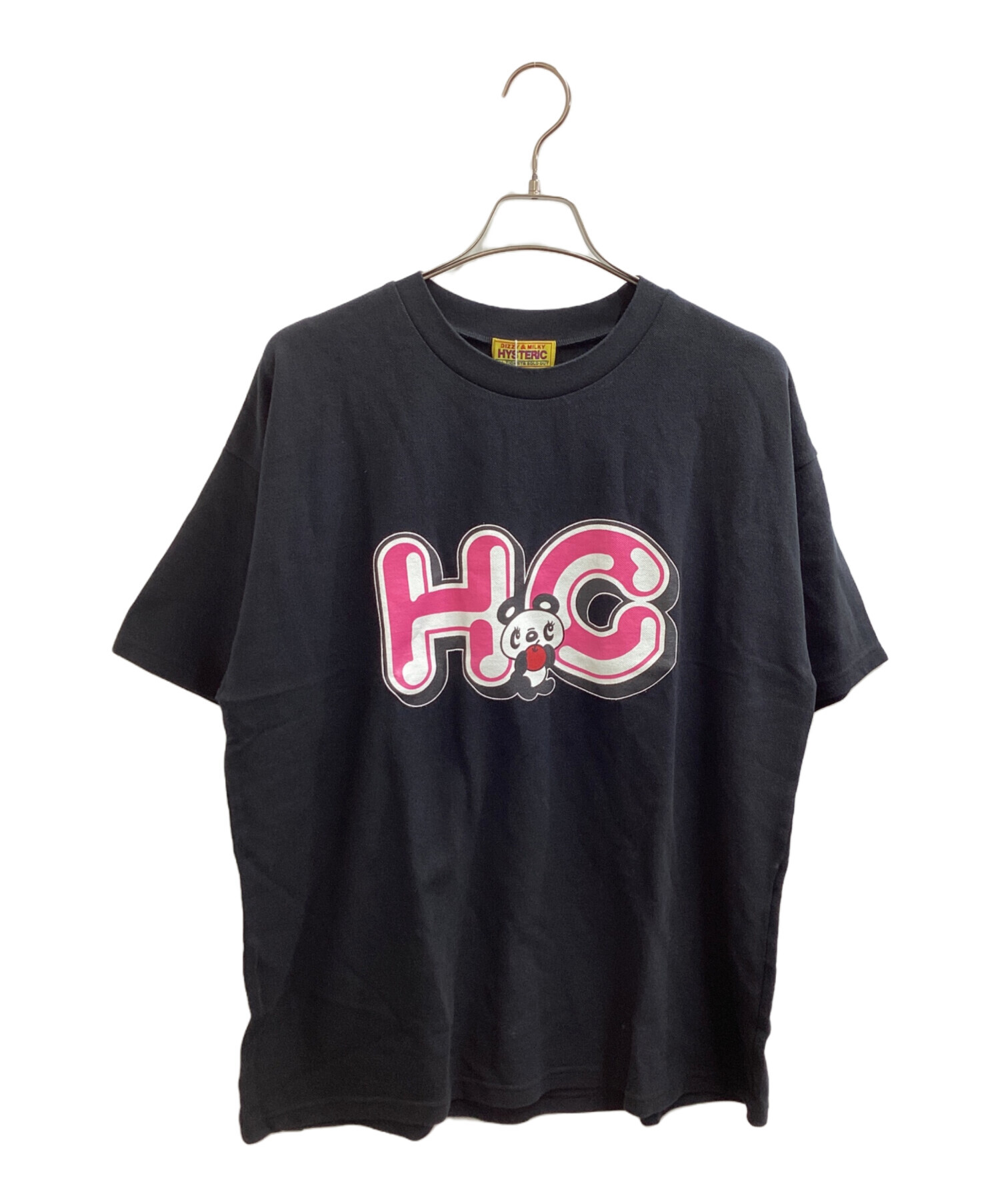 HYSTERIC GLAMOUR(ヒステリックグラマー) 半袖Tシャツ サイズF レディース - 黒×ピンク×ブルーグレー クルーネック/オーバーサイズ/ヒステリックベア 中古・古着通販】Hysteric Glamour (ヒステリックグラマー) HG APPLE