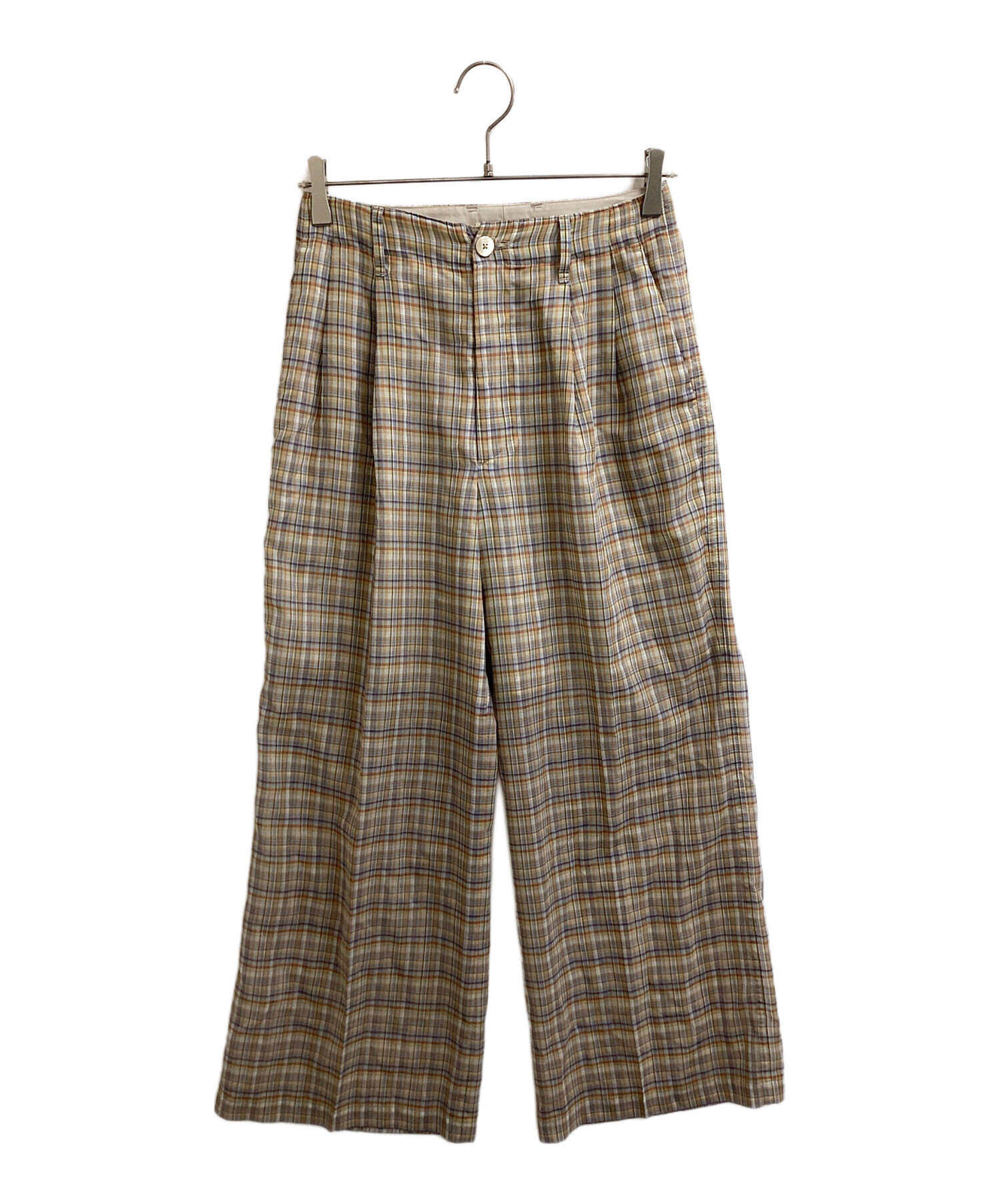 AURALEEオーラリー 2021SS WOOL RECYCLE POLYESTER SHEER CHECK PANTS
