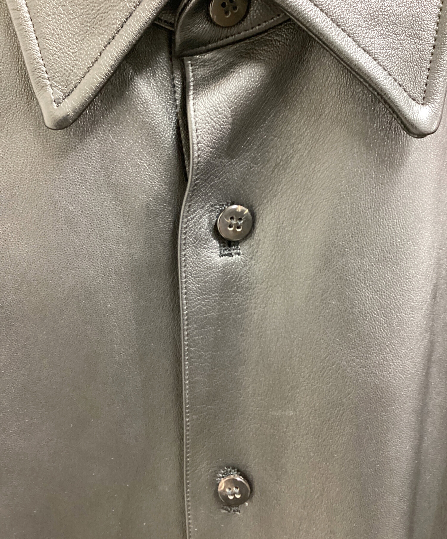 中古・古着通販】Cale (カル) LAMB LEATHER SHIRT JACKET ブラック