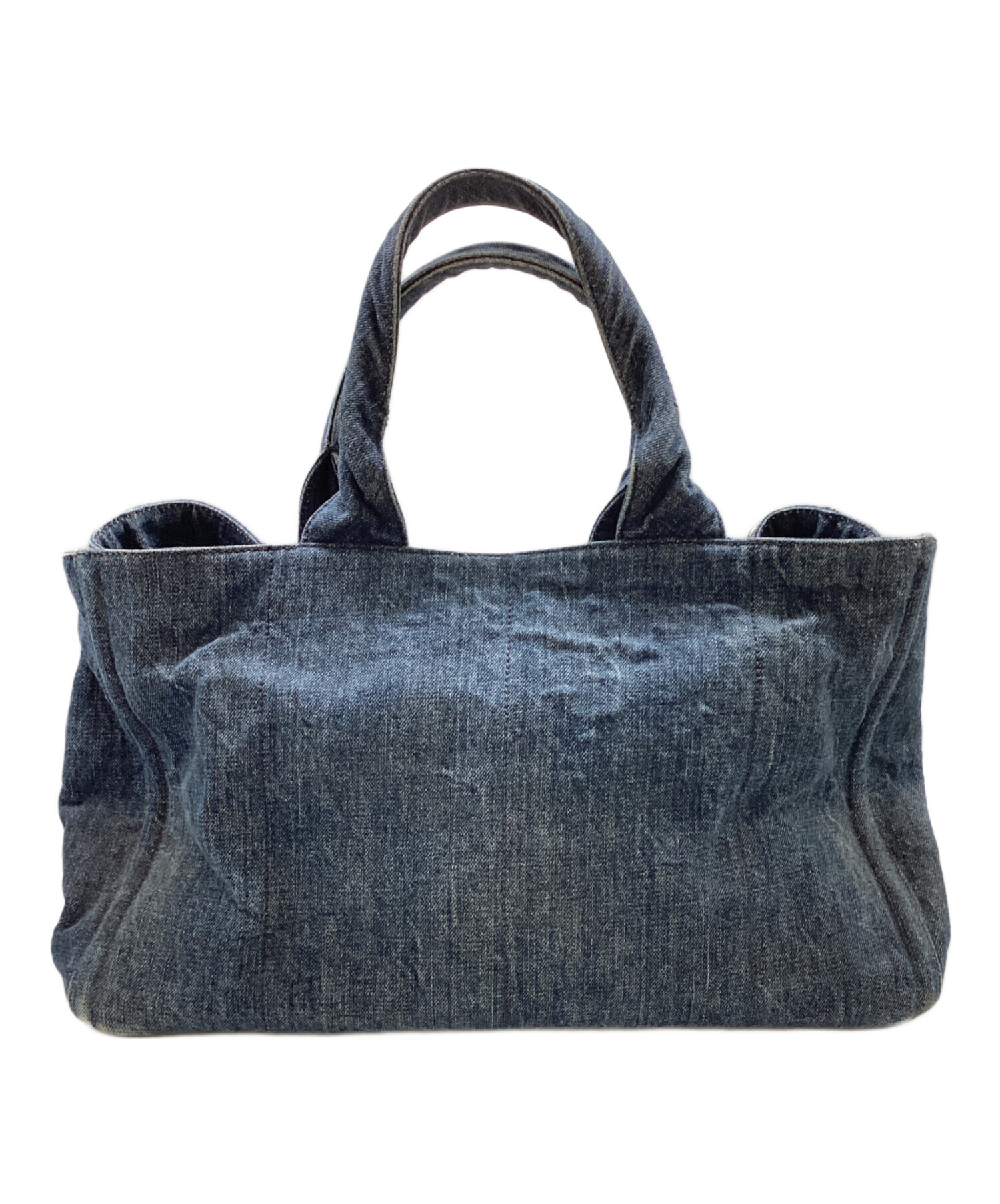 プラダ　カナパ　未使用級　トートバック　ショルダー　デニム　PRADA　本物 中古・古着通販】PRADA (プラダ) デニム カナパM / デニムスタッズ