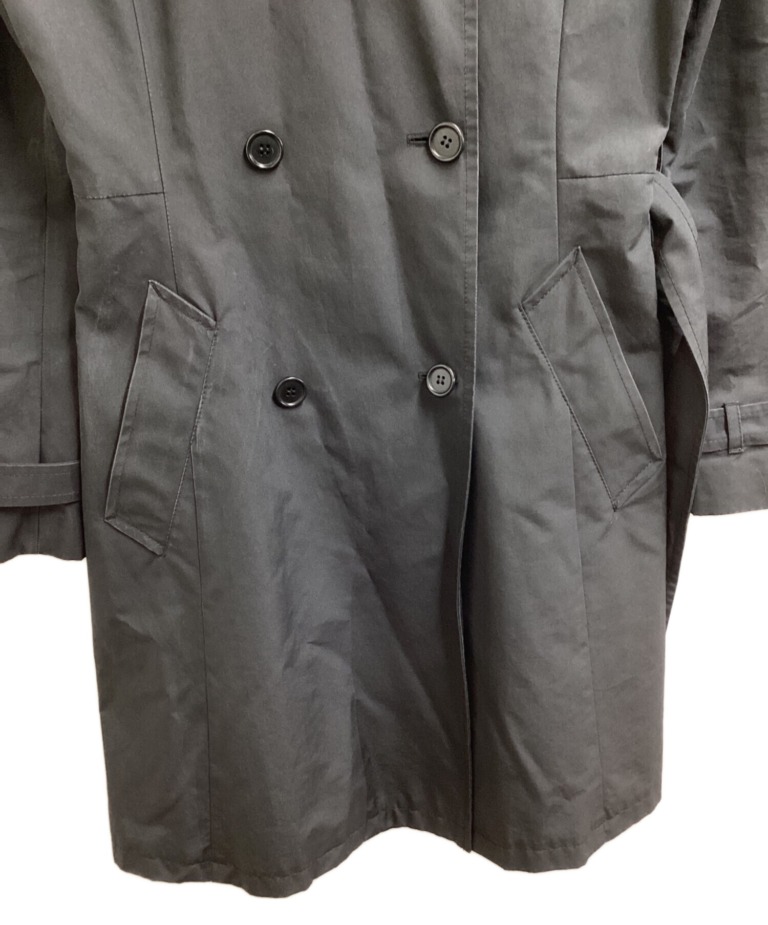 中古・古着通販】PRADA (プラダ) ナイロントレンチコート ブラック