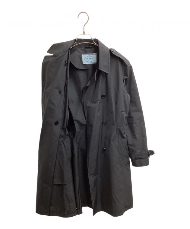 PRADA ナイロン トレンチコート 黒40 中古・古着通販】PRADA (プラダ) ナイロントレンチコート ブラック
