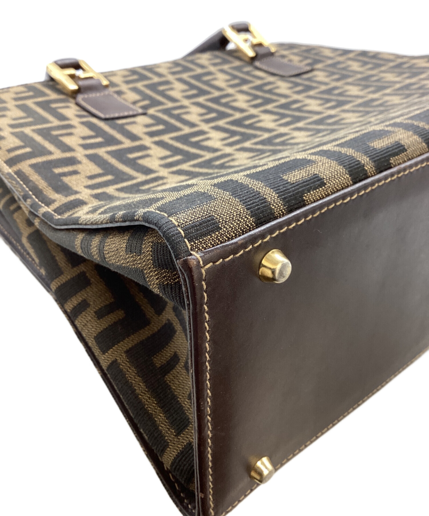 ✨良品✨FENDI フェンディ トートバッグ ズッカ柄 ナイロン 本革 ブラウン 中古・古着通販】FENDI (フェンディ) ズッカ柄トートバッグ / 19 15095