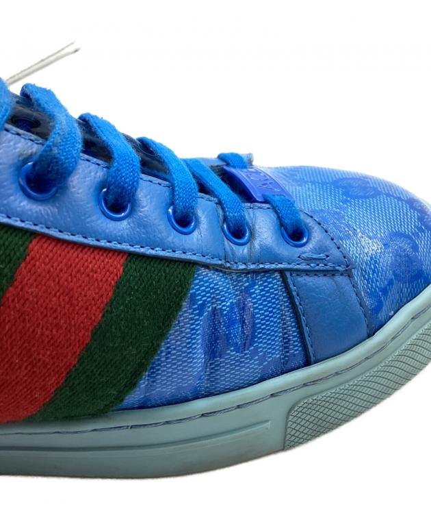D*n様 GUCCI キャンバススニーカー 青　ローカット 中古・古着通販】GUCCI (グッチ) GGクリスタル エース スニーカー