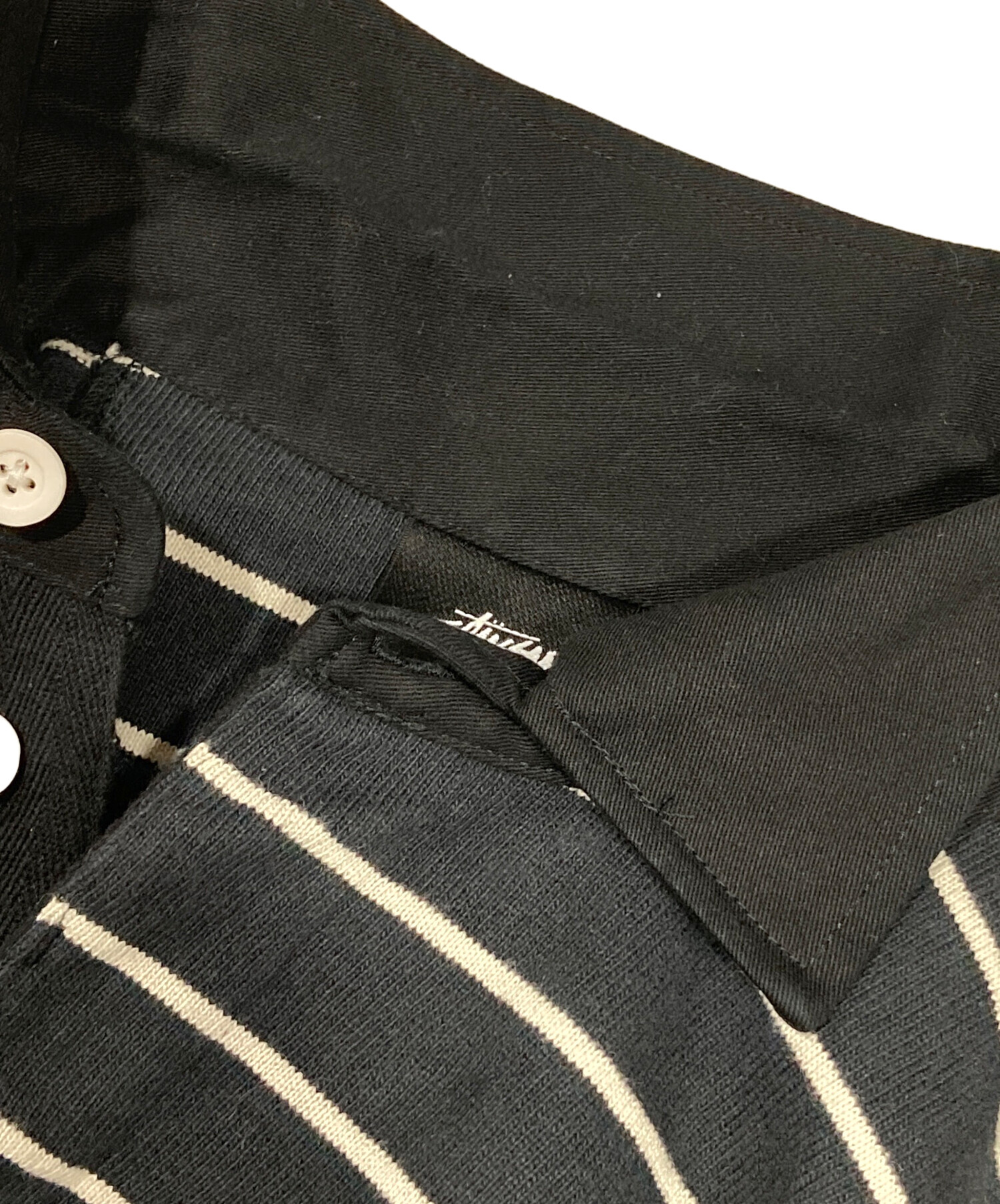 中古・古着通販】stussy (ステューシー) STRIPED RUGBY SHIRT ブラック 