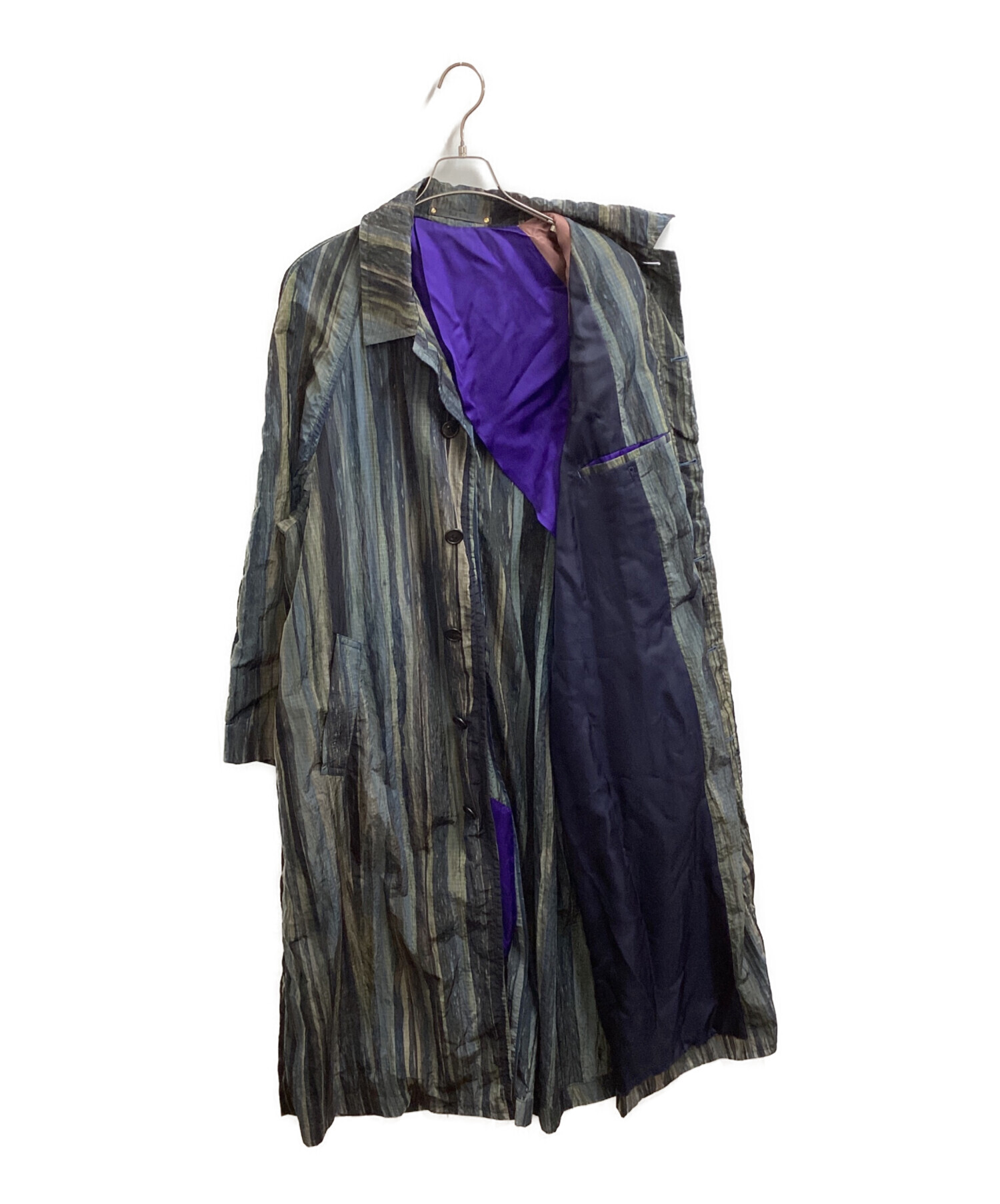 Paul Smith ステンカラーコート ネイビー ストライプ XL 中古・古着通販】Paul Smith (ポールスミス) タイダイストライプステン