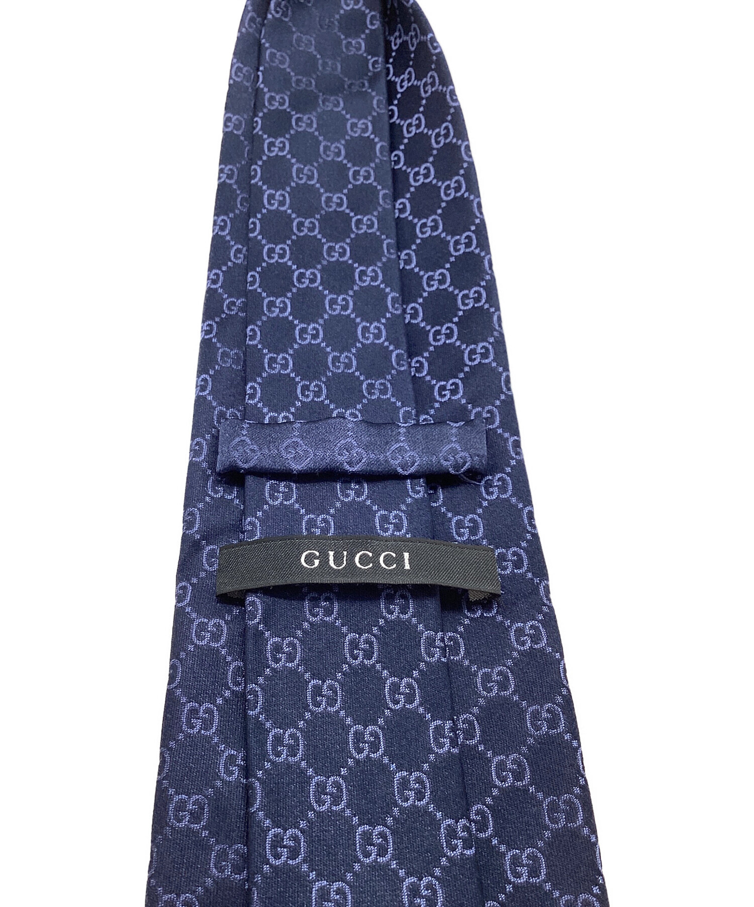 中古・古着通販】GUCCI (グッチ) GG柄 シルクネクタイ ネイビー サイズ