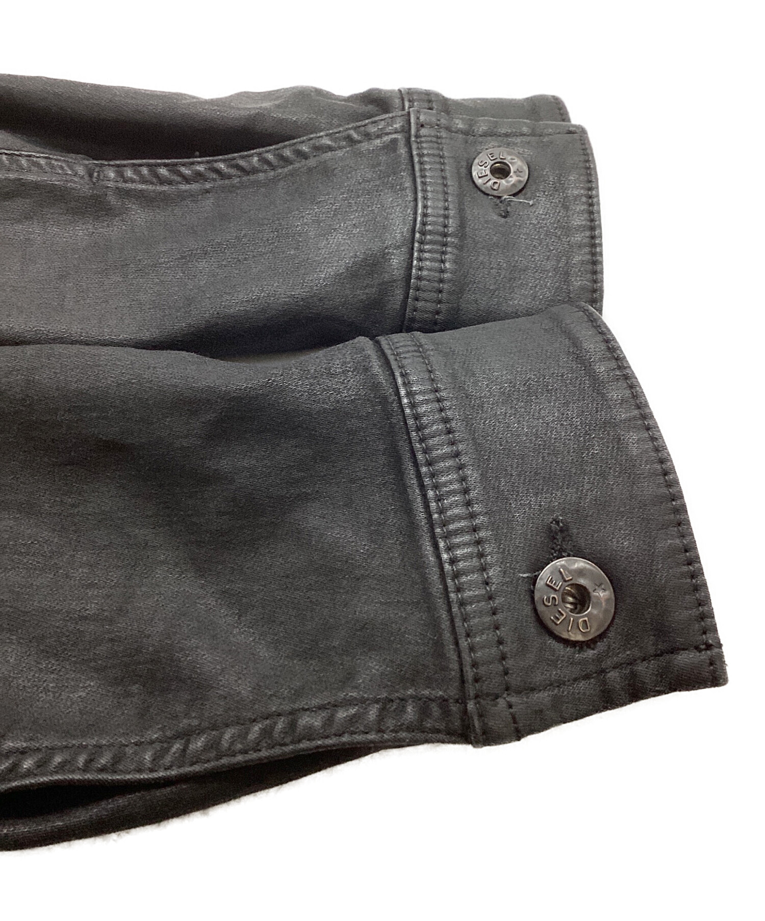 DIESEL ELSHAR デニムジャケット ブラック Lサイズ 中古・古着通販】DIESEL (ディーゼル) ELSHAR コーディング加工 デニム