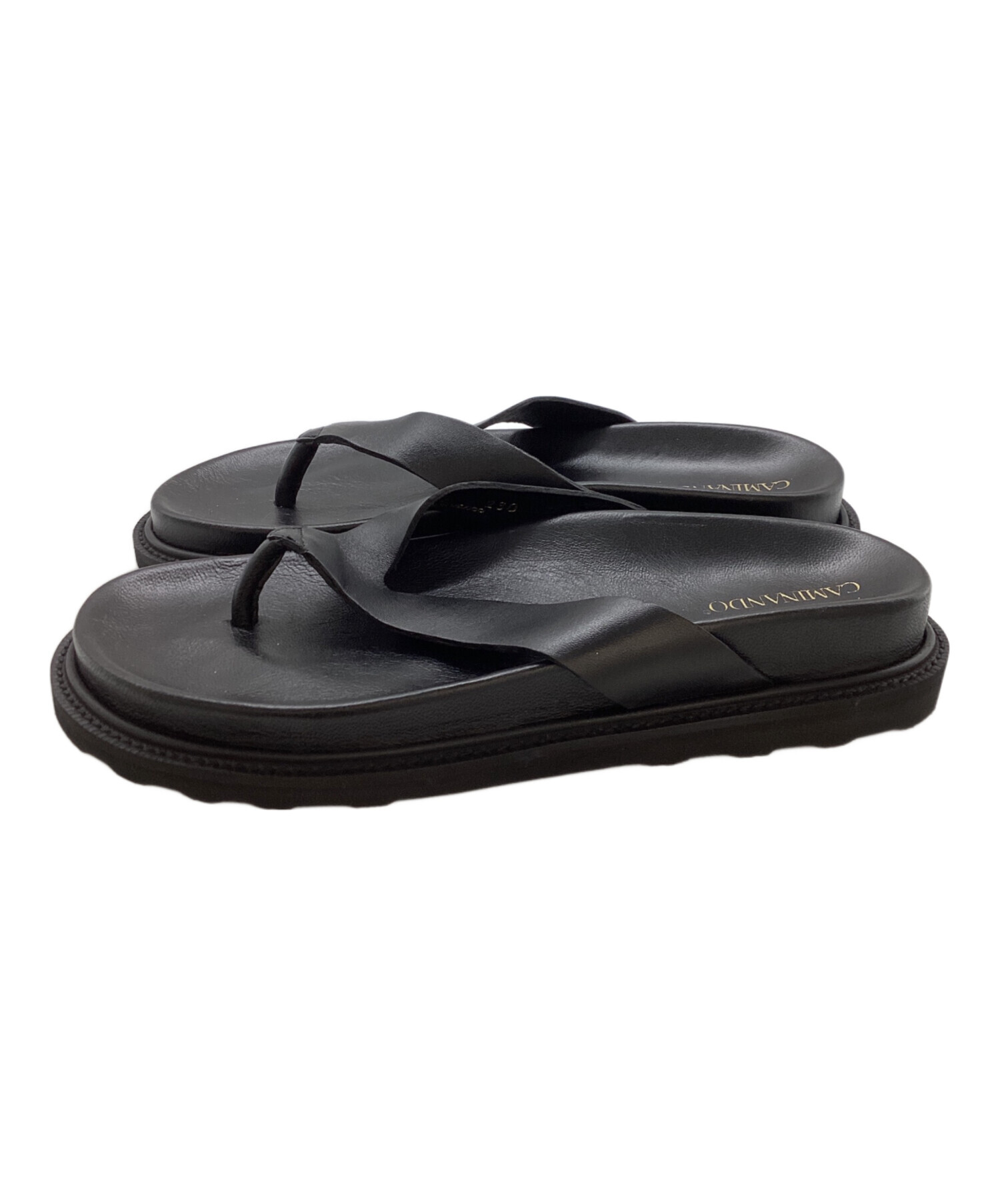 【新品未使用】CAMINANDO レザー トング サンダル 黒 25.0 中古・古着通販】Caminando (カミナンド) THONSLIDES / レザートング