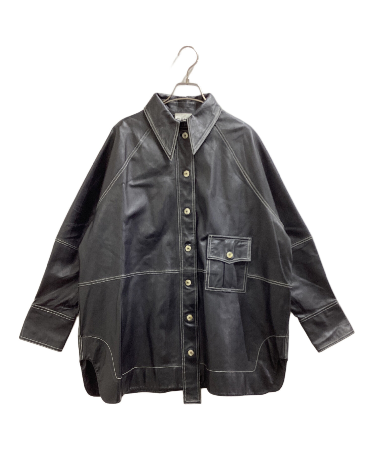 中古・古着通販】Ganni (ガニー) Oversized Lamb Leather Shirt