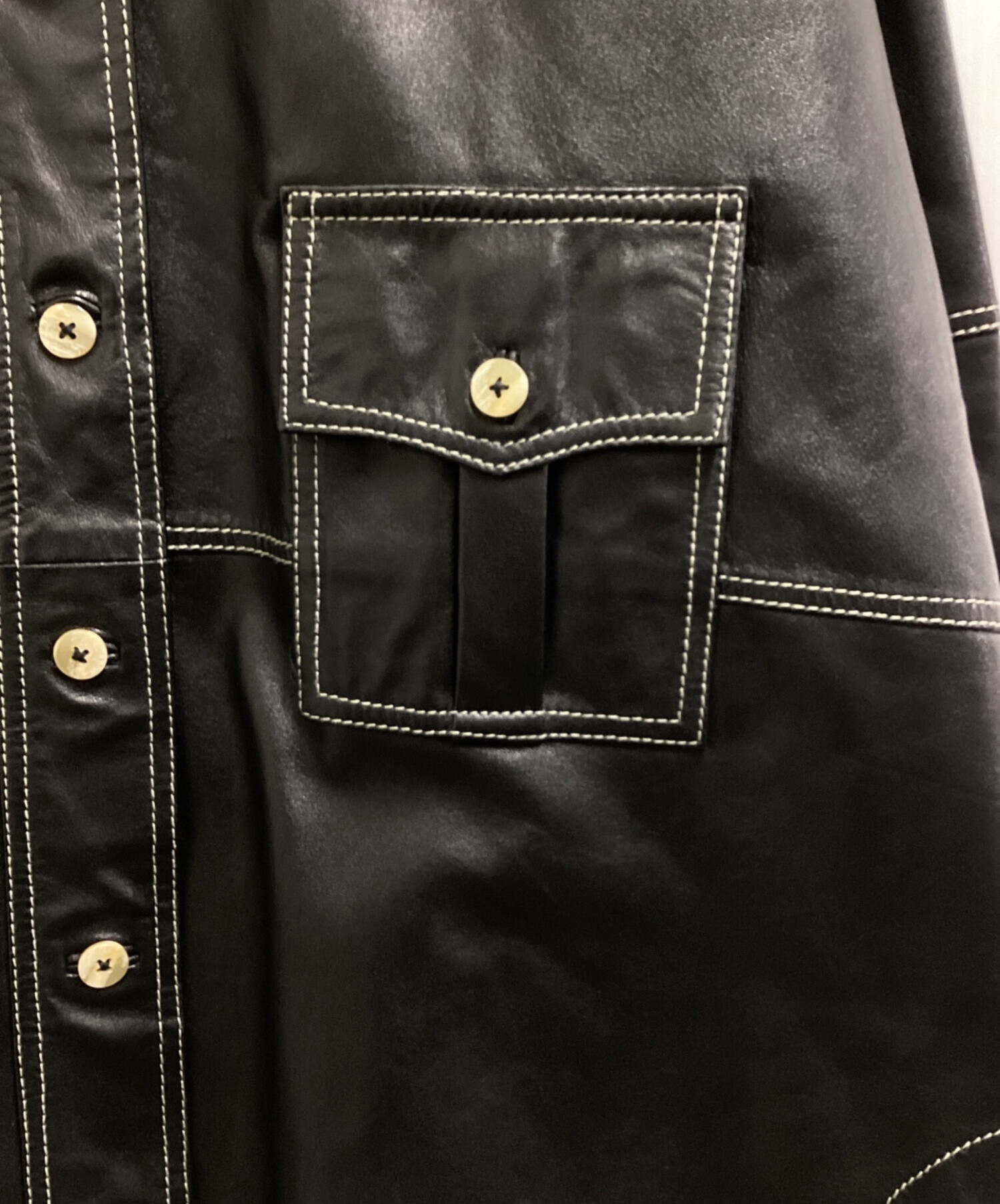 中古・古着通販】Ganni (ガニー) Oversized Lamb Leather Shirt