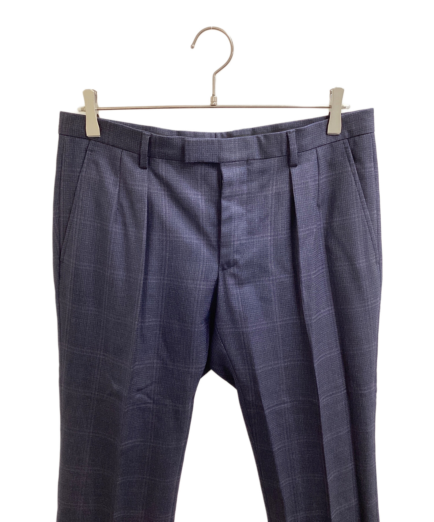 中古・古着通販】GUCCI (グッチ) チェック1タックスラックス ネイビー