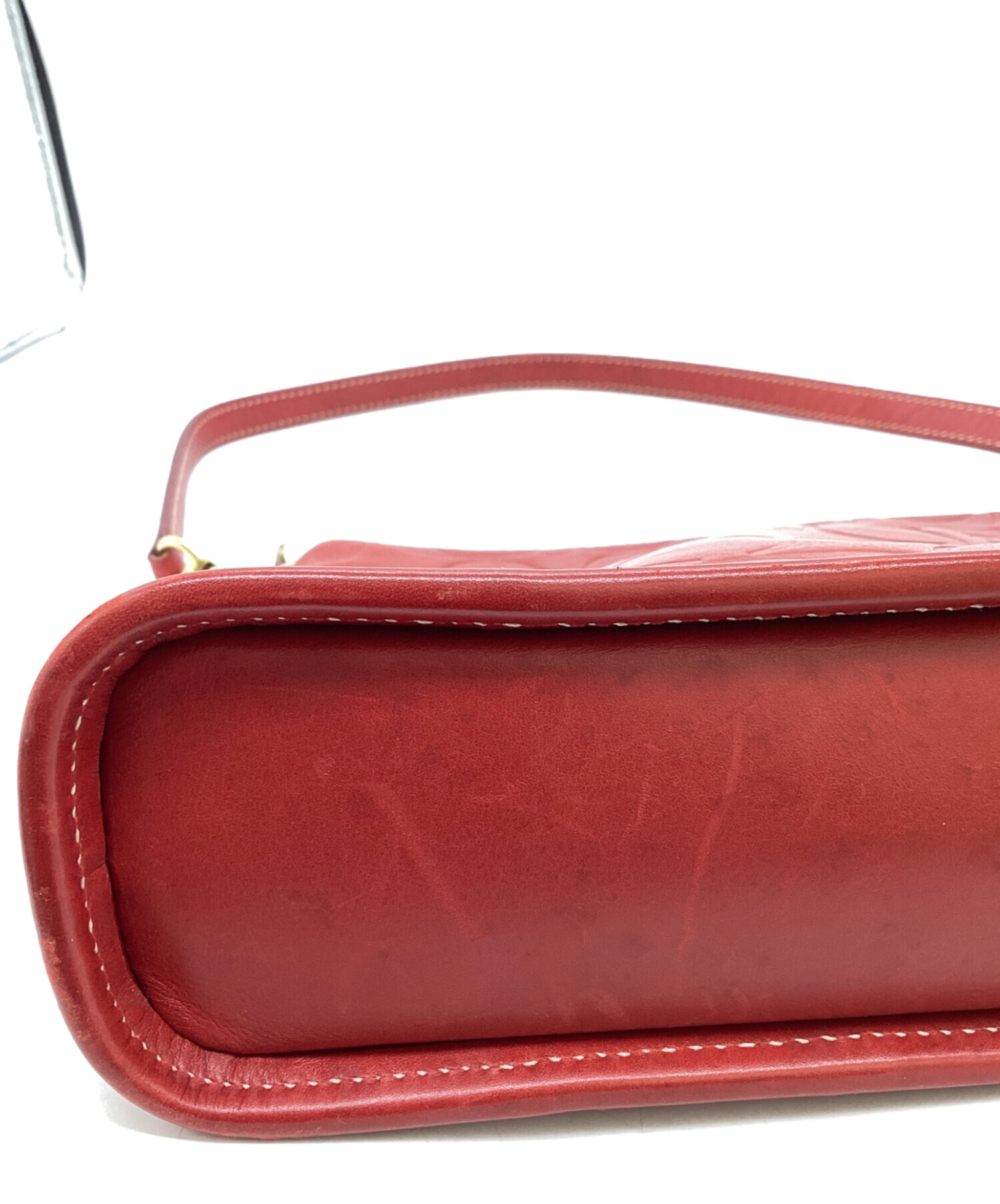 希少 COACH シグネチャー signature ハンドバッグ ポーチ レッド 中古・古着通販】COACH (コーチ) シグネチャーハンドバッグ / 7009