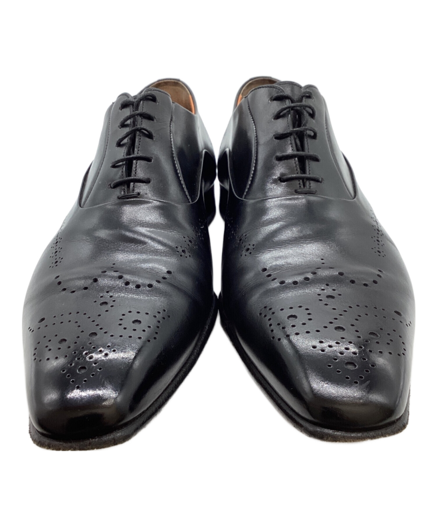 Santoni サントーニ 黒ビジネスシューズ メダリオン付き 中古・古着通販】Santoni (サントーニ) レースアップ メダリオン